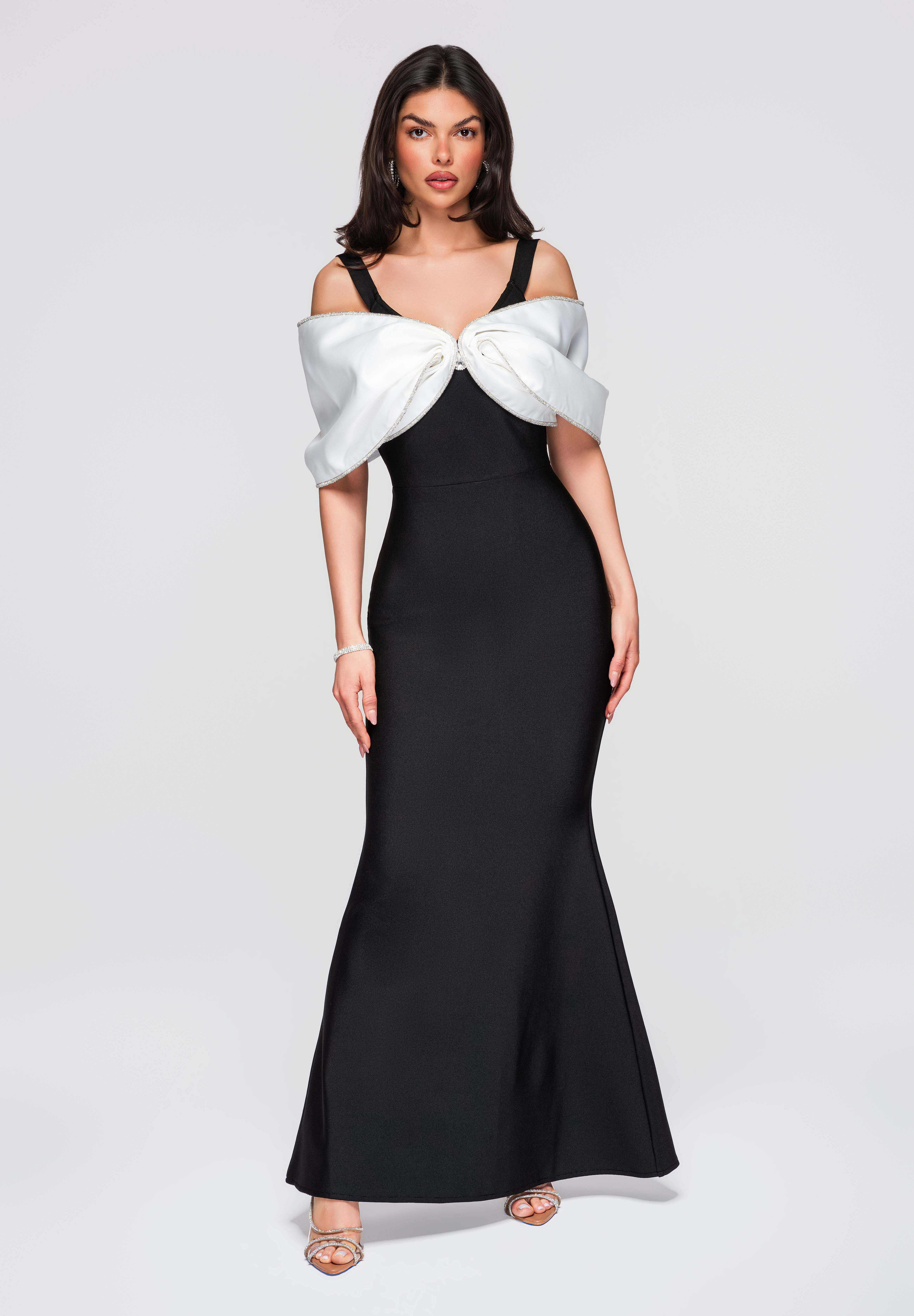 OMBRE Abendkleid Elegantes Bandage-Maxikleid mit Schmuckdetail figurbetonter Bandage-Schnitt