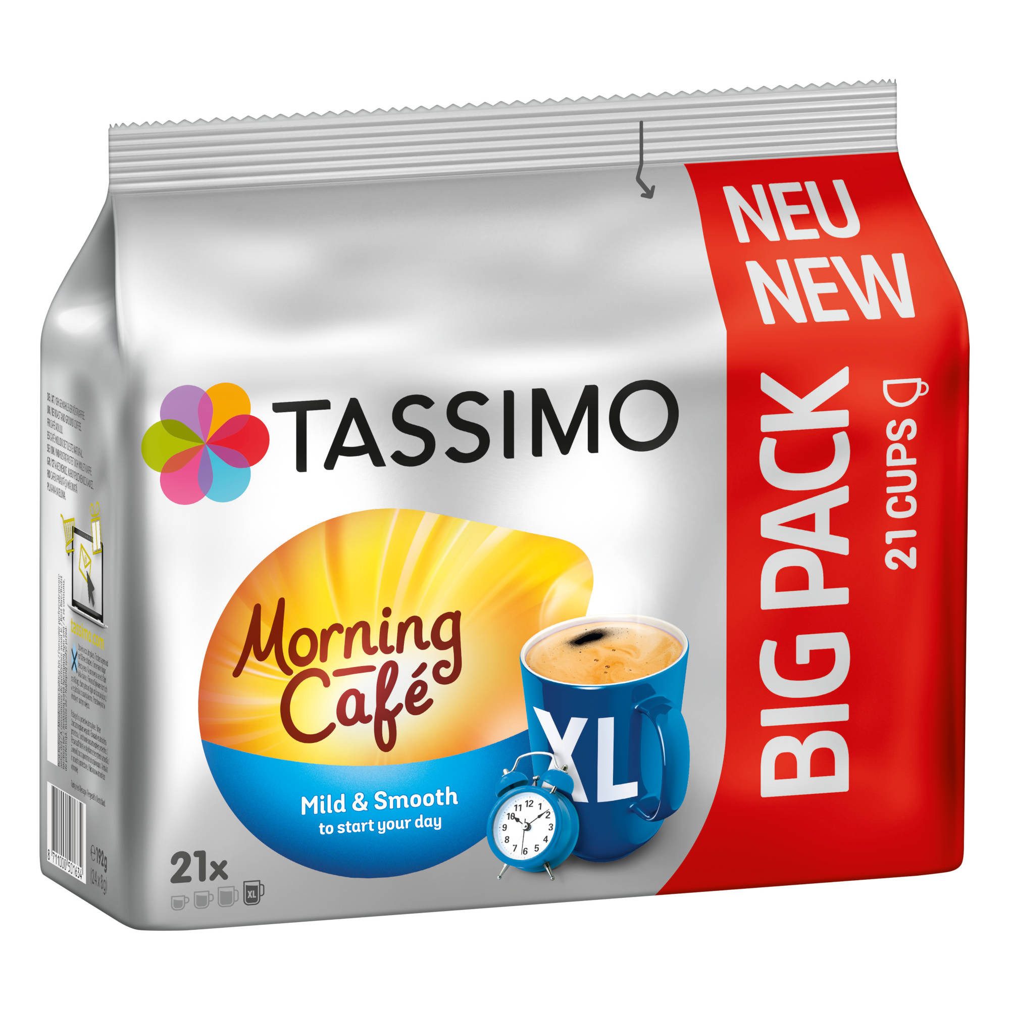 TASSIMO Kaffee Kapseln Morning Café XL Mild&Smooth T Discs 5x21 Getränke, (Packung, 5er Pack)