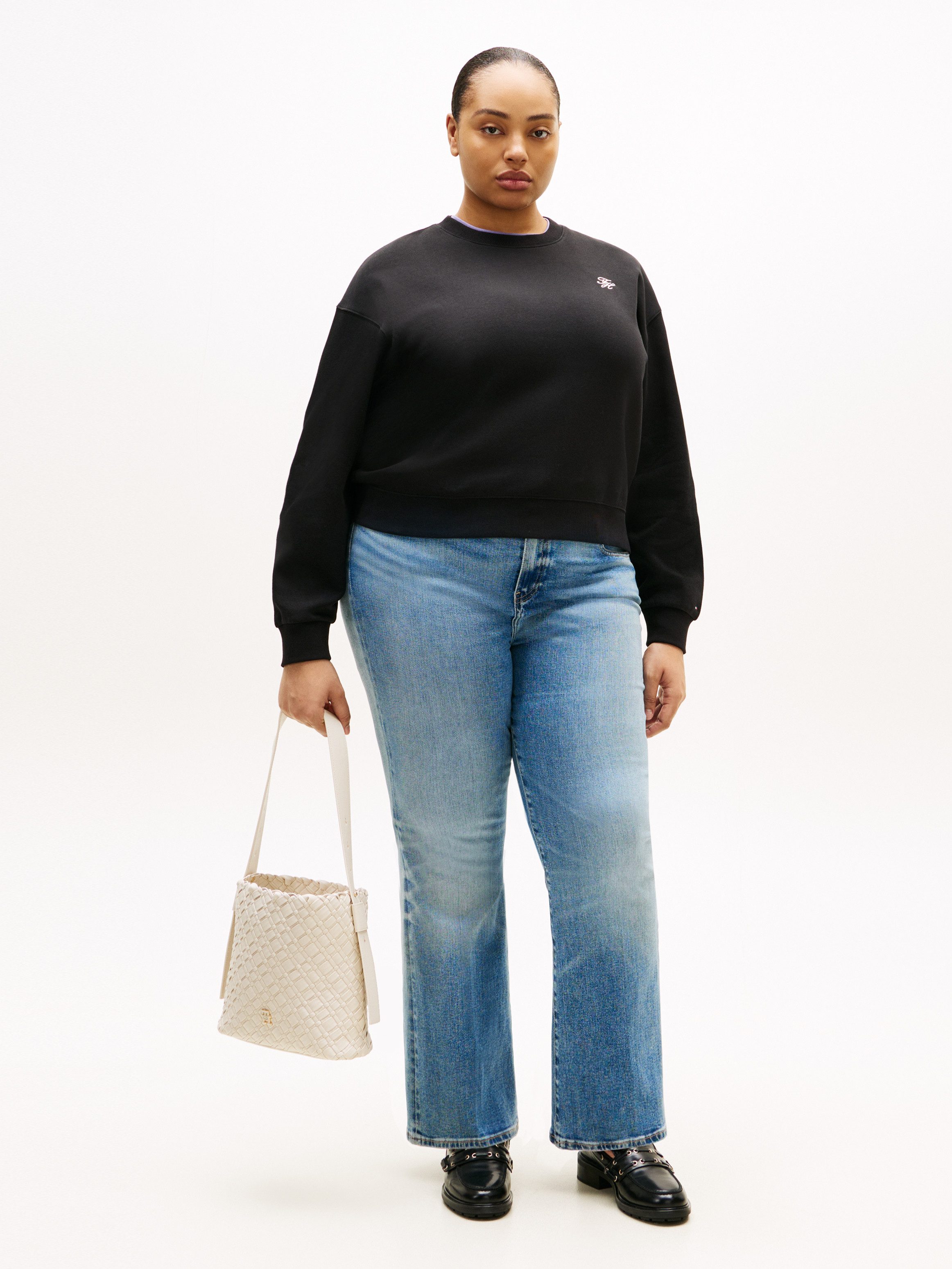 Tommy Hilfiger Curve Sweatshirt CRV TH SCRIPT REG FLEECE SWTSRT in großen Größen