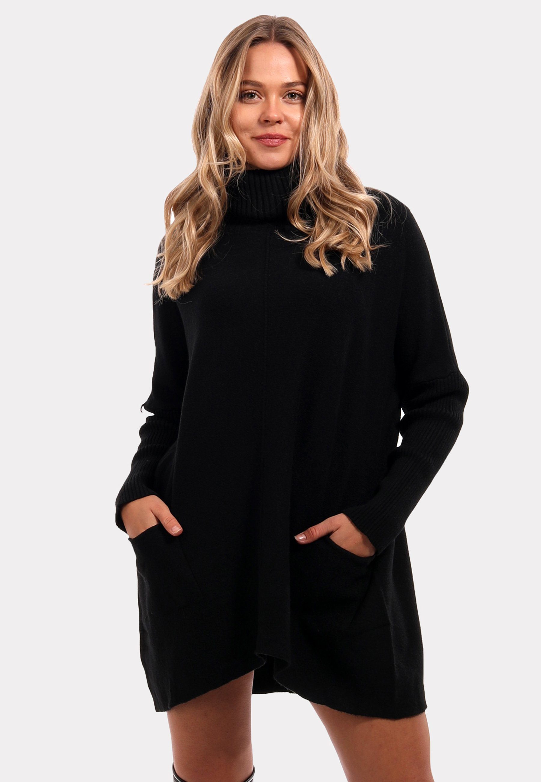 YC Fashion & Style Rollkragenpullover Pullover aus Feinstrick Casual Sweater Strickmix Schwarz