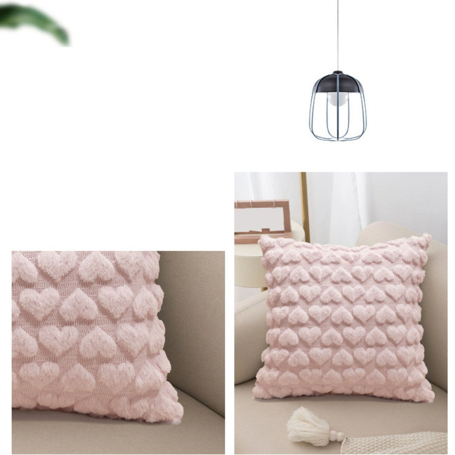 BYSURE Kissenbezüge, (2 Stück), 3D Herz-Pompon Samt Kissenbezug günstig online kaufen