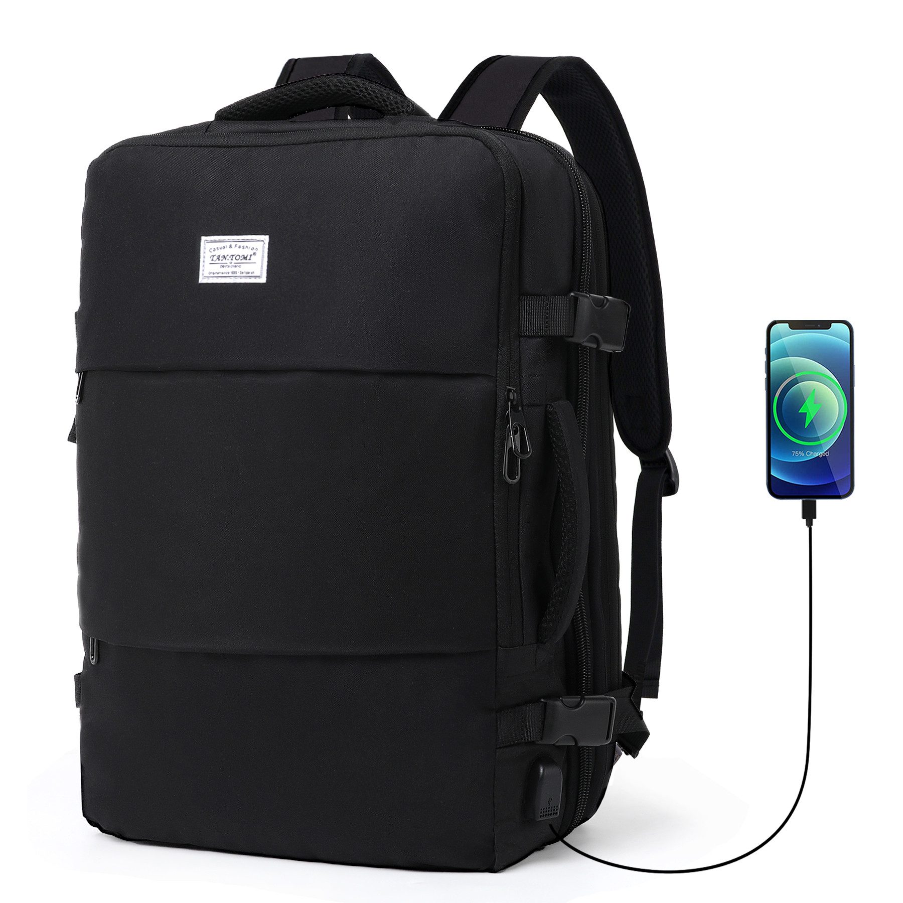 Reiserucksack 50L Reiserucksack Herren, Flugzeug Handgepäck Rucksack USB-Ladean