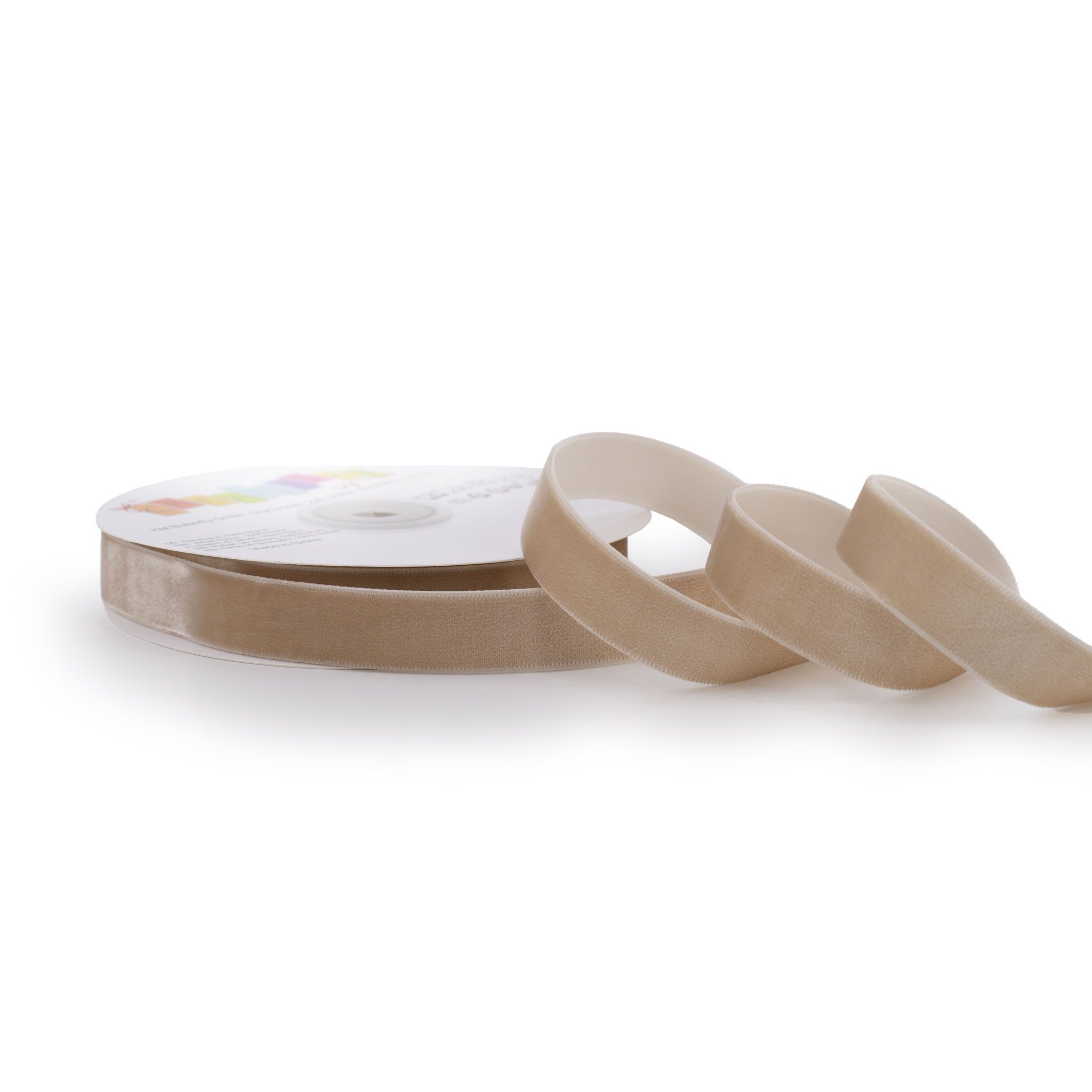 Creativery Samtband, Samtband 16mm x 10m Rolle Sand Beige