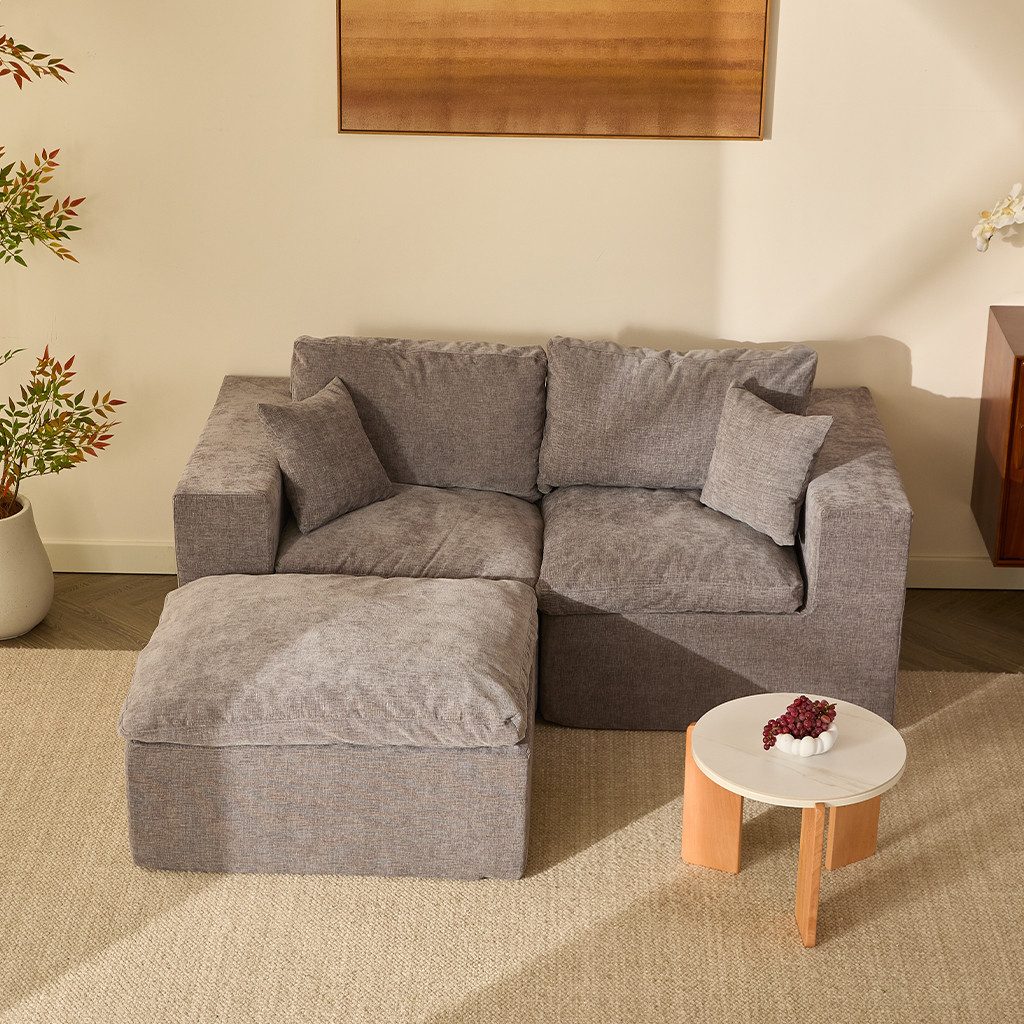 LITBIRD Sofa Ecksofa mit Schlaffunktion, extra tiefe Sitzfläche, Chenille-Bezug, 3 Teile, platzsparendes L-Form Sofa 190 cm, moderne Couch, …
