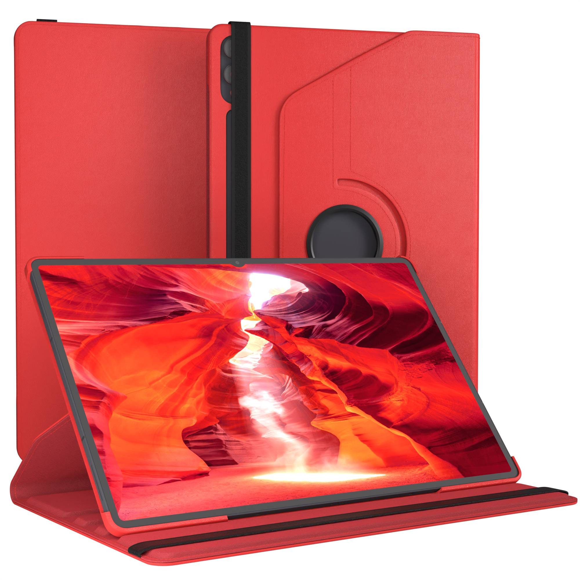 EAZY CASE Tablet-Hülle Rotationcase für Samsung Galaxy Tab S11 Ultra 14,6 Zoll, Tabletcase Flipcover Smart kratzfest Hülle aufstellbar drehend Rot