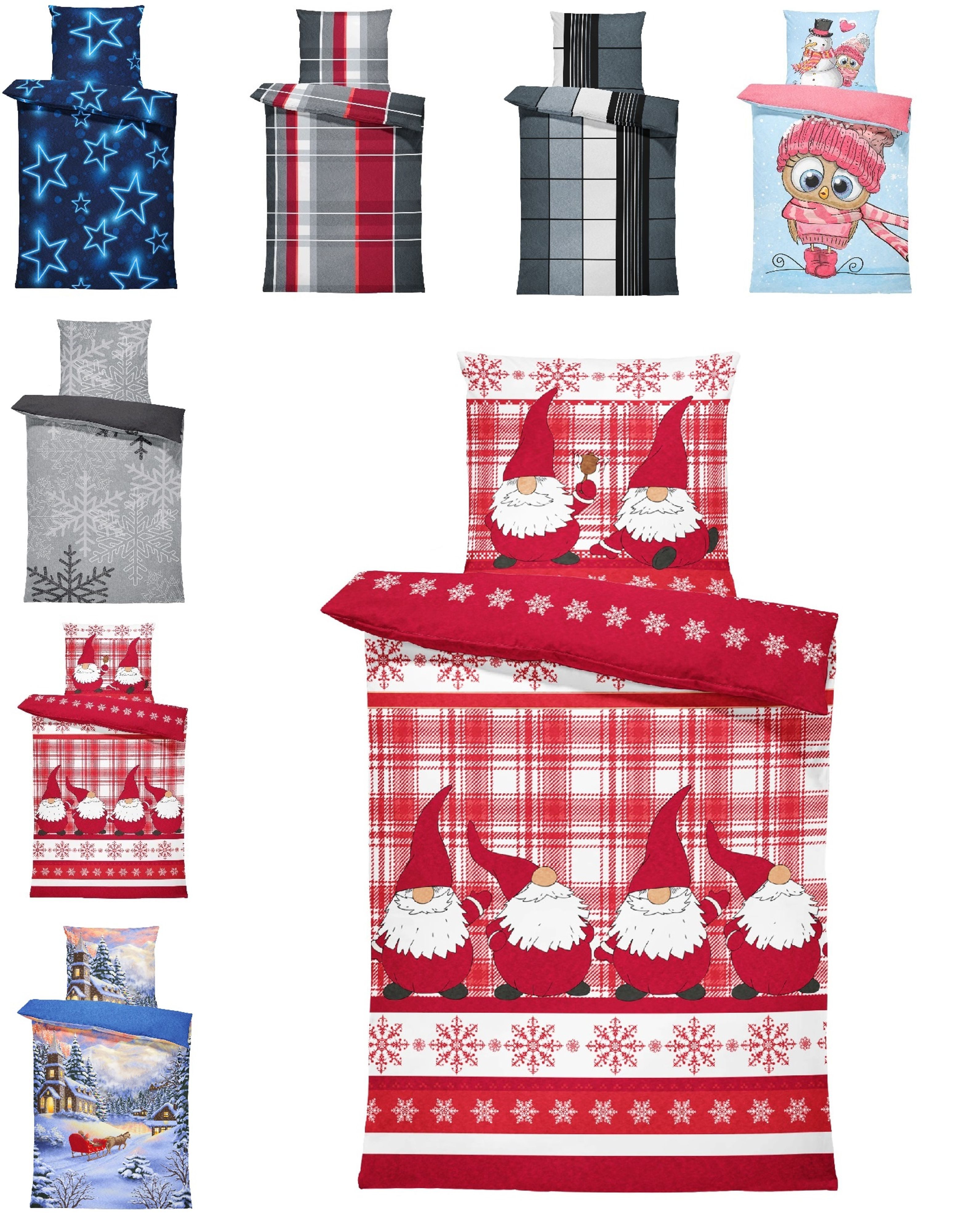 One Home Bettwäsche Winter Thermofleece, Fleece, 2 teilig, Weihnachten Wich günstig online kaufen