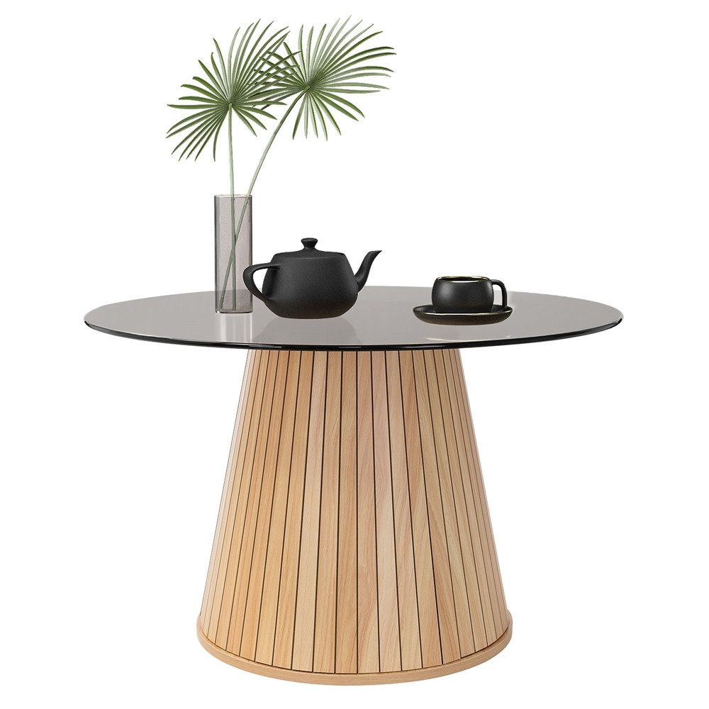 ML-DESIGN Couchtisch Beistelltisch mit Stauraum Kaffeetisch Wohnzimmertisch Rund für Tee, Sofatisch mit Glasplatte 80x80x50 cm Holz-Optik ideal für Wohnzimmer – Bild 4 von 5