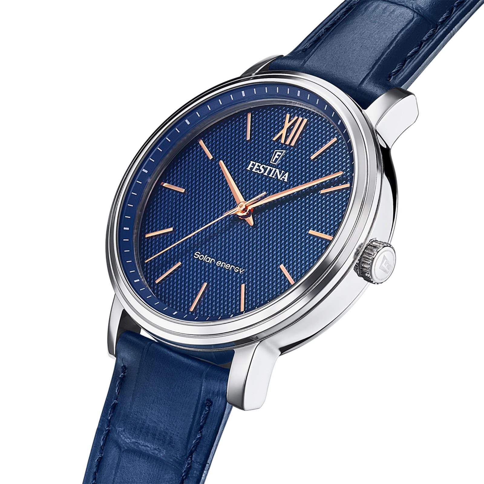 Festina Solaruhr Festina Herrenuhr Leder blau Festina, (Solaruhr), Herren Solaruhr rund, Lederarmband blau, Luxus