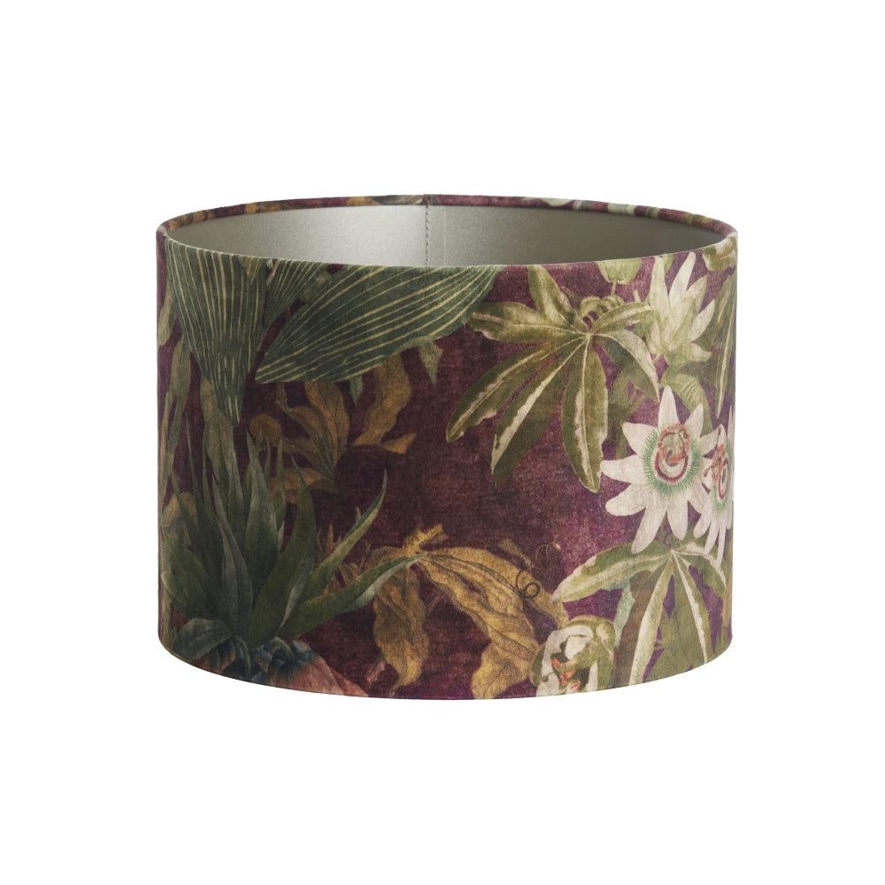 Dirk Davids Leuchten GmbH Lampenschirm Lampenschirm für Tischleuchte Zylinder Passionsblume Violet 20-20-15cm, Luxuriöse Atmosphäre