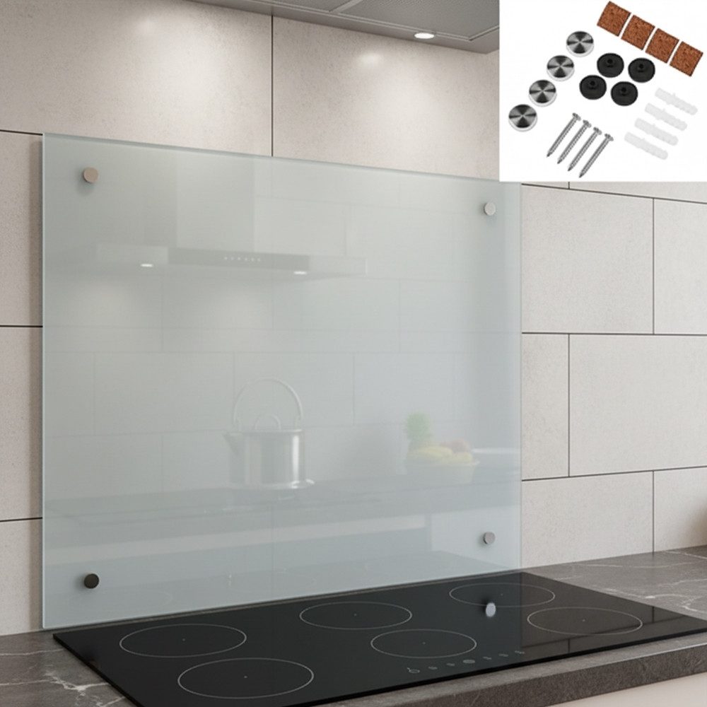 Mucola Küchenrückwand Glasrückwand Milchglas Fliesenspiegel Herdspritzschutz Sicherheitsglas, (Stück, Premium-Rückwand), ESG Sicherheitsglas