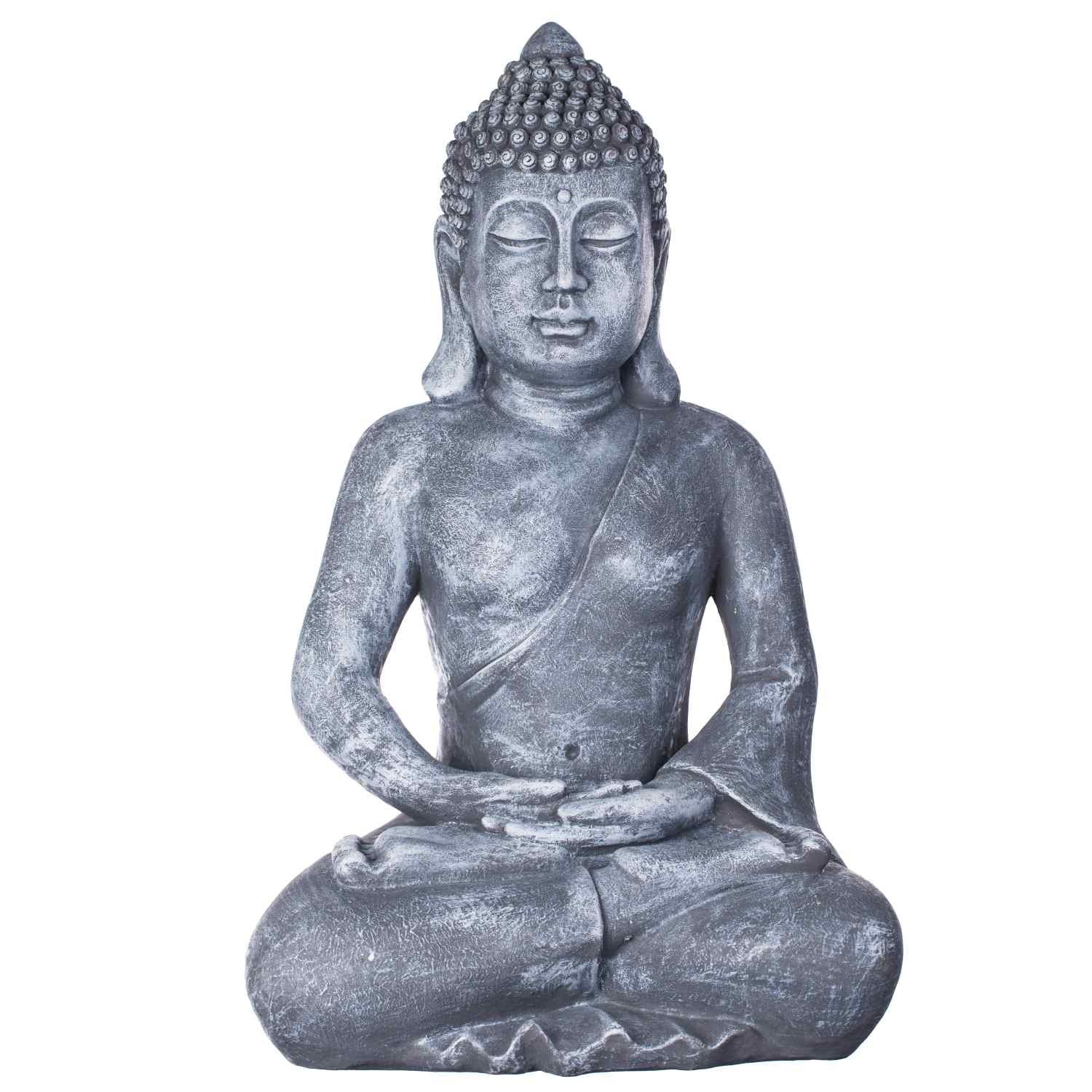 BIRENDY Buddhafigur Großer Buddha B4001 Grau Figur XXL 64cm Buddha Statue Büste handbemalt