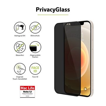 Artwizz PrivacyGlass, Displayschutz mit Blickschutz aus 100% Sicherheitsglas für iPhone 12, iPhone 12 Pro, Displayschutzglas, Hartglas