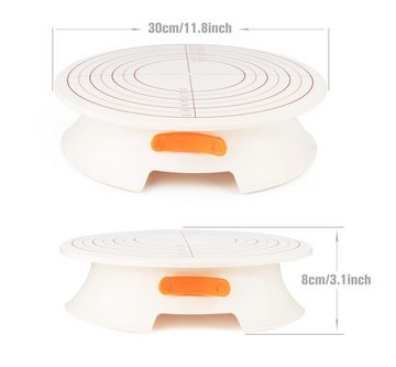 Homewit Tortenplatte Kuchenplatte Drehbar Abschließbar 30cm Tortenständer Kuchen Drehteller, (Set, 1-tlg., mit 2 Winkelpalette, 3 Icing Smoother), für Backen Gebäck, Zuckerguss, Mustern