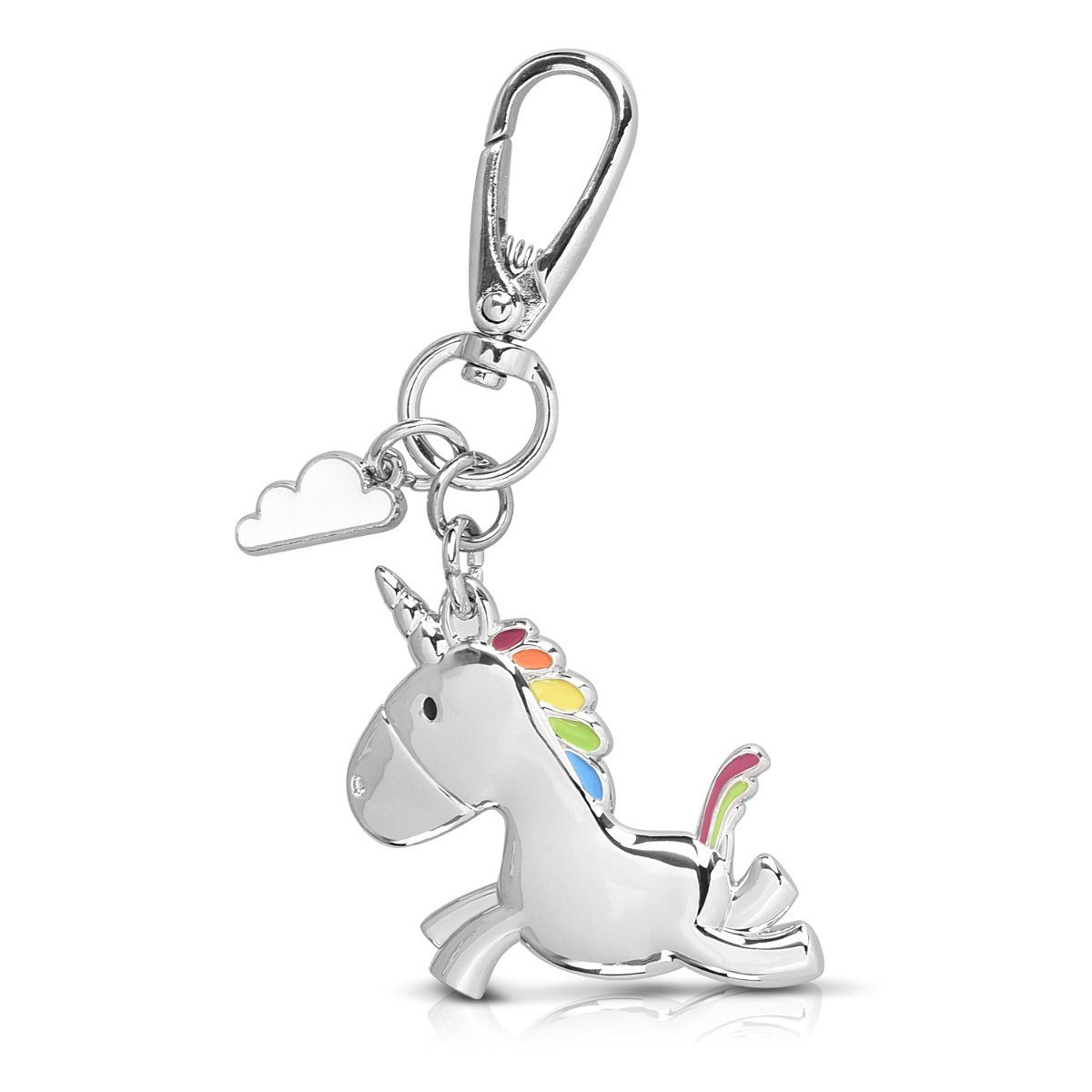 Navaris Schlüsselanhänger Einhorn Wolke - Metall Schlüssel Anhänger mit Karabiner - Regenbogen (1-tlg) | Schlüsselanhänger