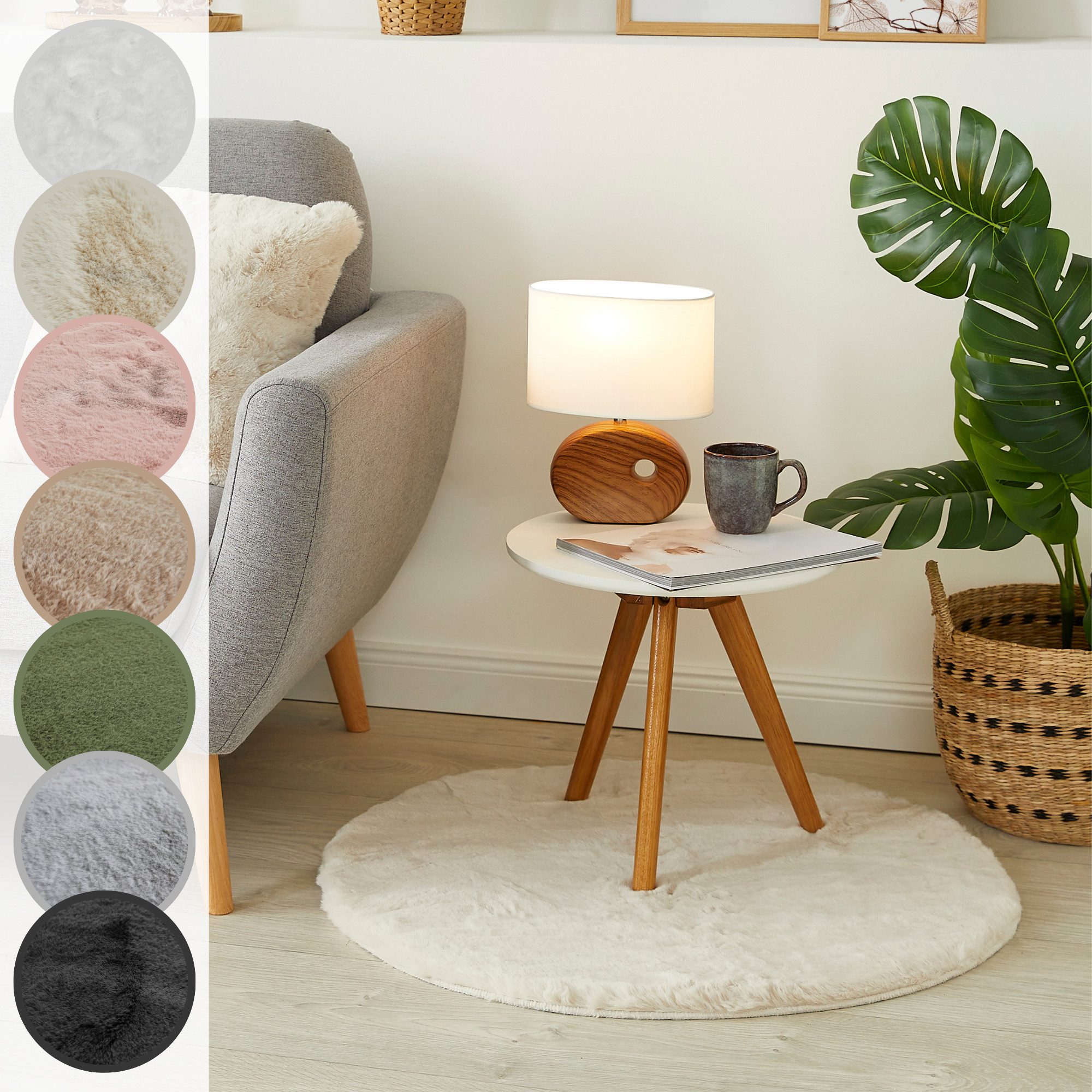 LUXOR living Fellteppich Novara, rund, Höhe: 30 mm, Kunstfell, Kaninchenfell-Haptik, besonders weicher Hochflor