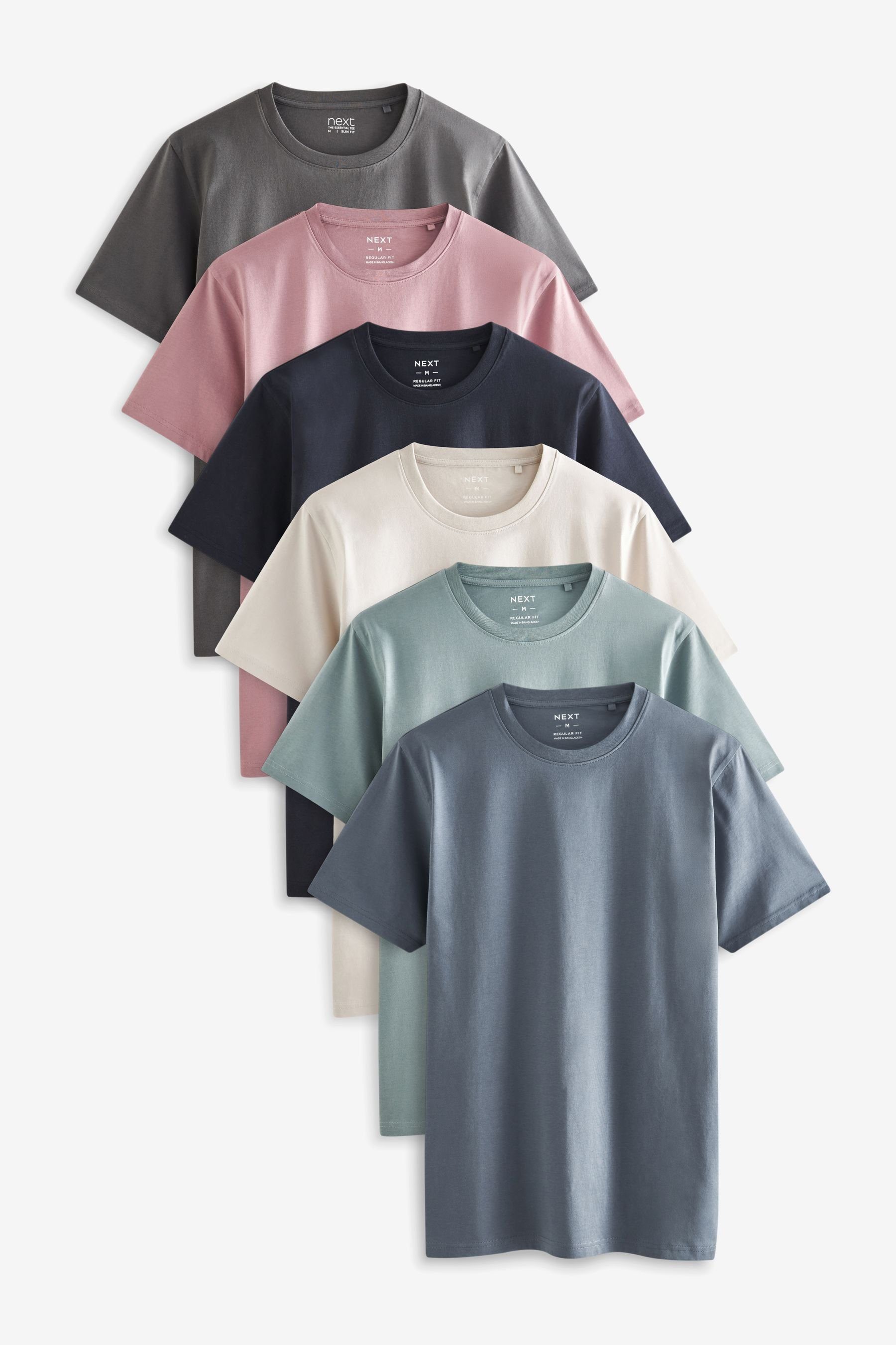 Next T-Shirt 6er-Pack T-Shirts (6-tlg) Grey/Black/Blue/Light Blue/White/Pink