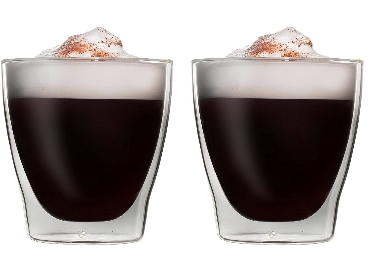 Gläser-Set 2x Doppelwandig Espresso Latte Kaffee Glas Thermoglas 200ml