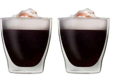 Markenwarenshop-Style Стекло-Set 2x Doppelwandig Espresso Latte Kaffee Glas Thermoglas 200ml, Glas