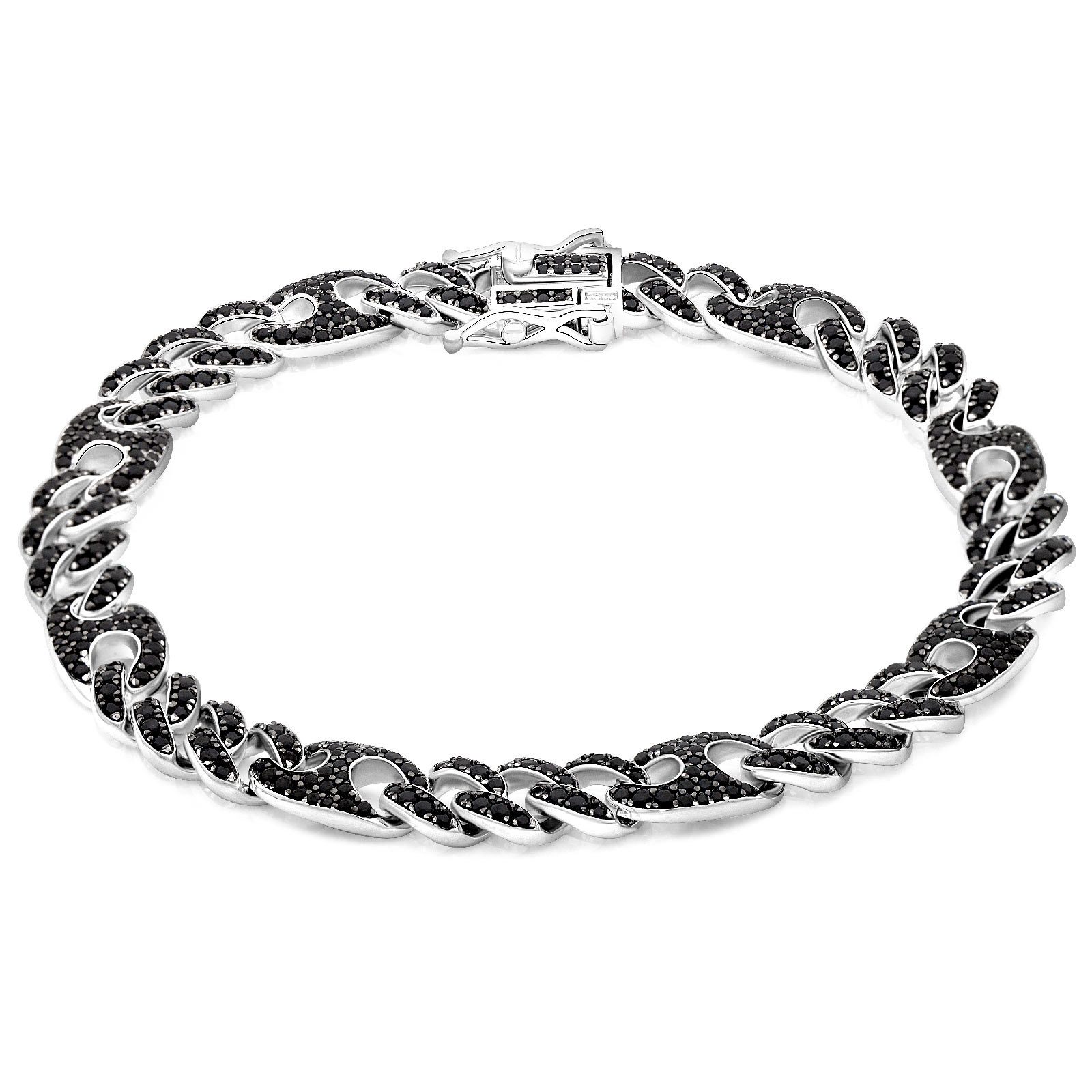 Tony Fein Silberarmband Panzerarmband Kaffebohnen 8 mm 925er Sterling Silber Massiv, Made in Italy