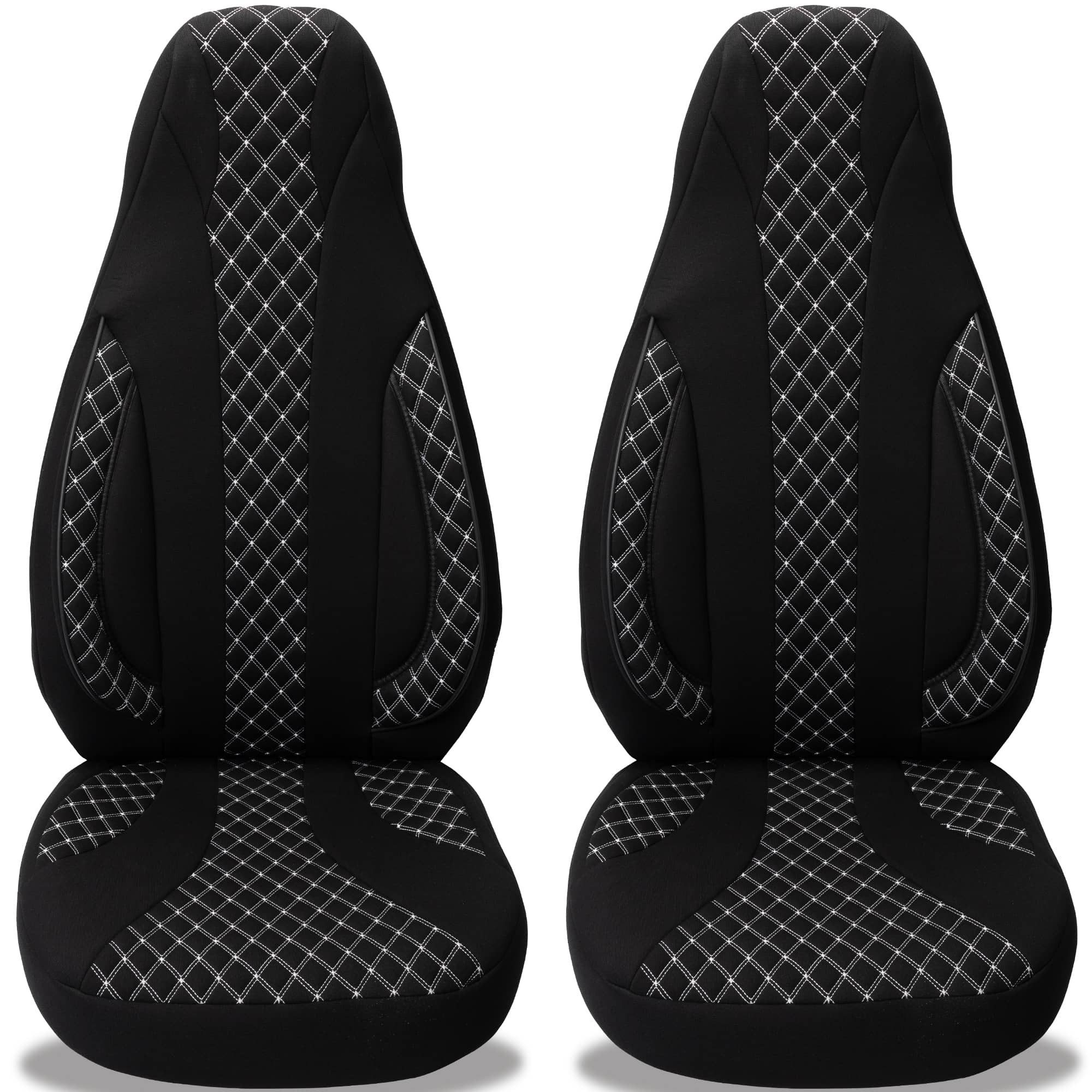 BREMER SITZBEZÜGE Autositzbezug für VW Up BJ ab 2011 (PL408), Set, 2-tlg., Schonbezüge Sitzbezüge Fahrer und Beifahrer, in Schwarz/Weiß