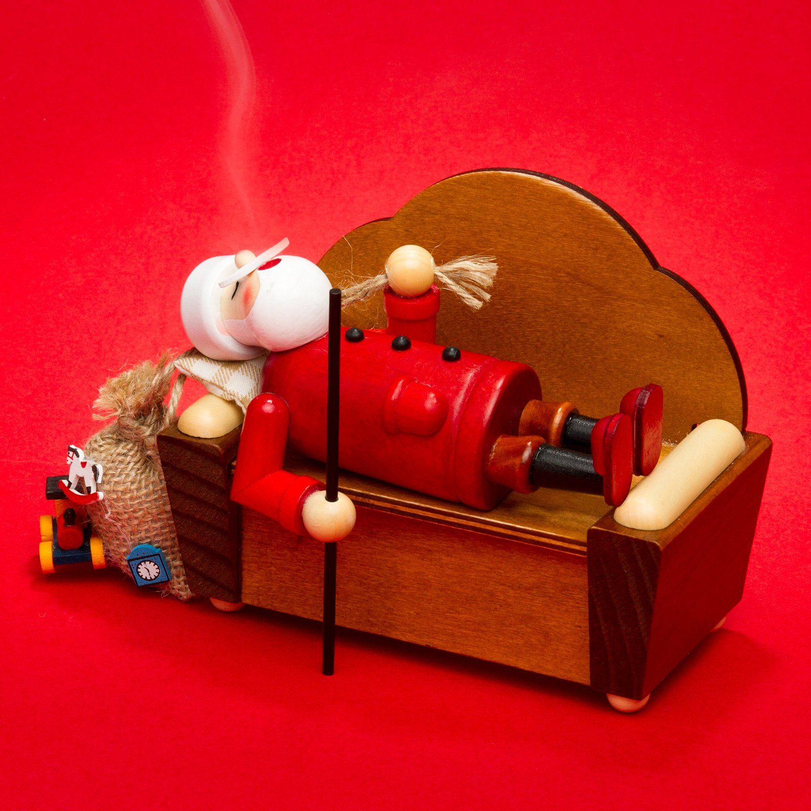 SIKORA Weihnachtsfigur SIKORA RM-A-SOFA schlafendes Holz Räuchermännchen auf dem Sofa - 3 Modelle A01 Weihnachtsmann auf dem Sofa | Dekofiguren
