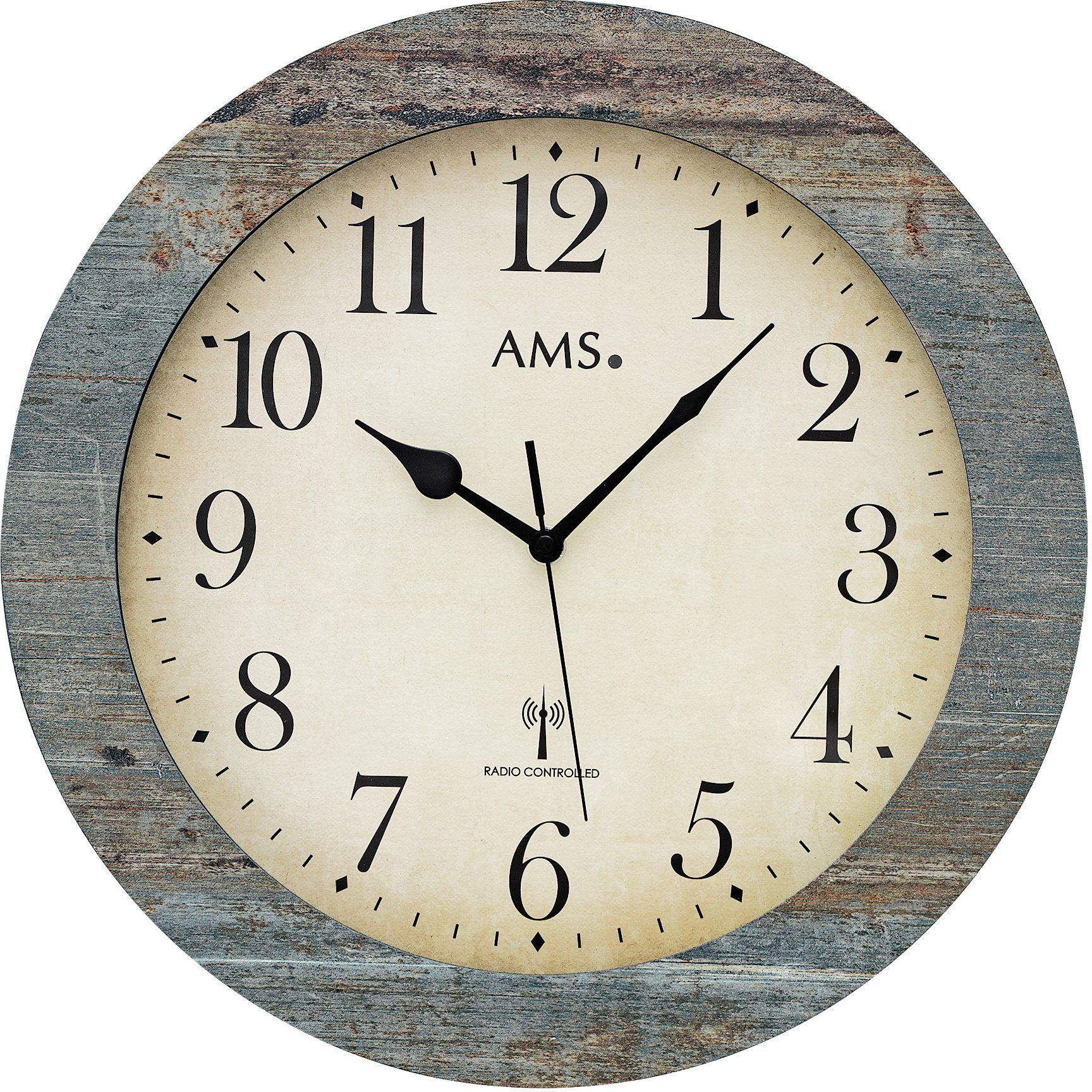 AMS Funkwanduhr F5562 (Made in Germany,Quarz,Holz,Wohnzimmer,Küche,Arbeitsz günstig online kaufen