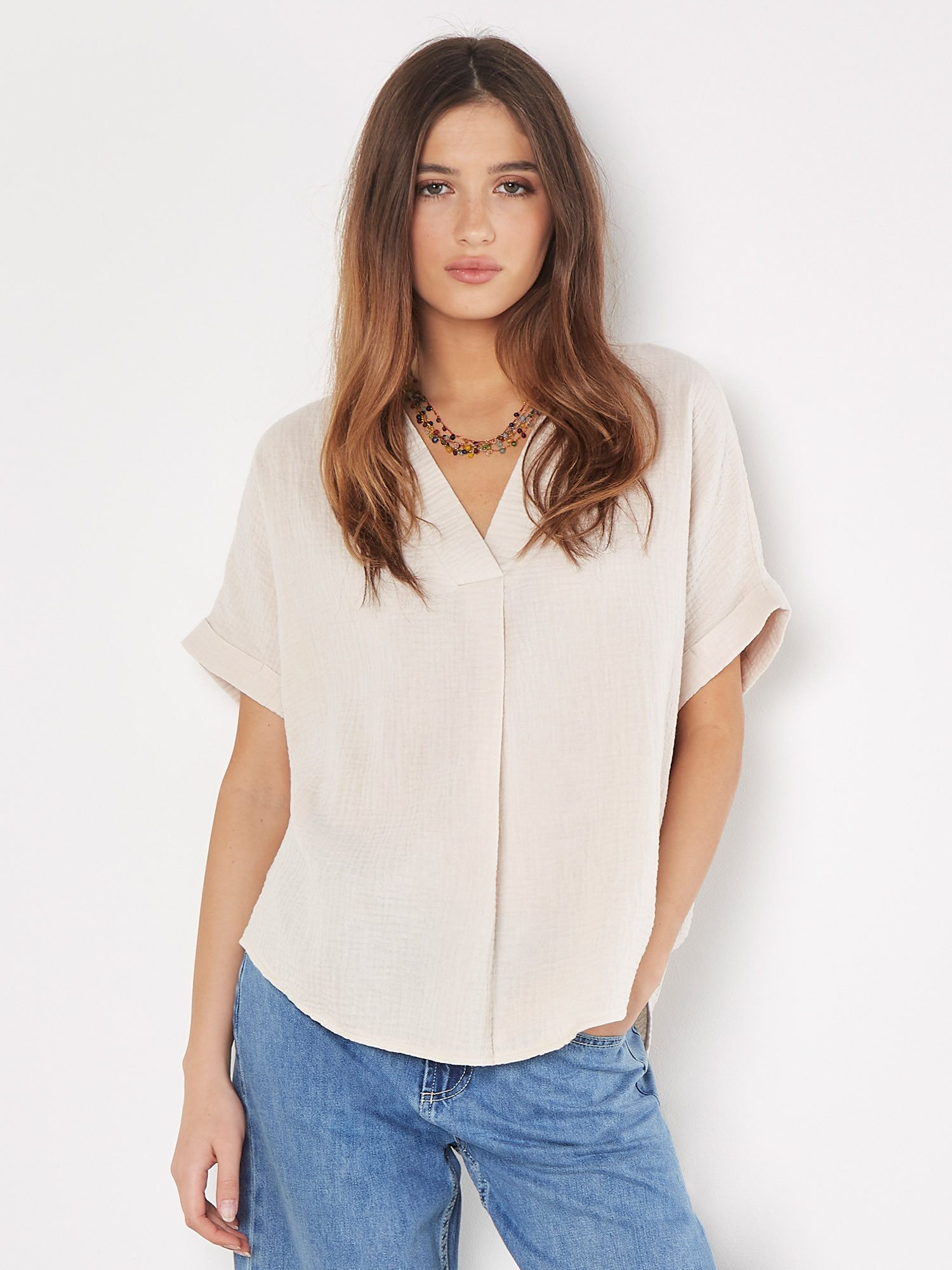 Apricot Klassische Bluse Top aus Baumwolle, günstig online kaufen
