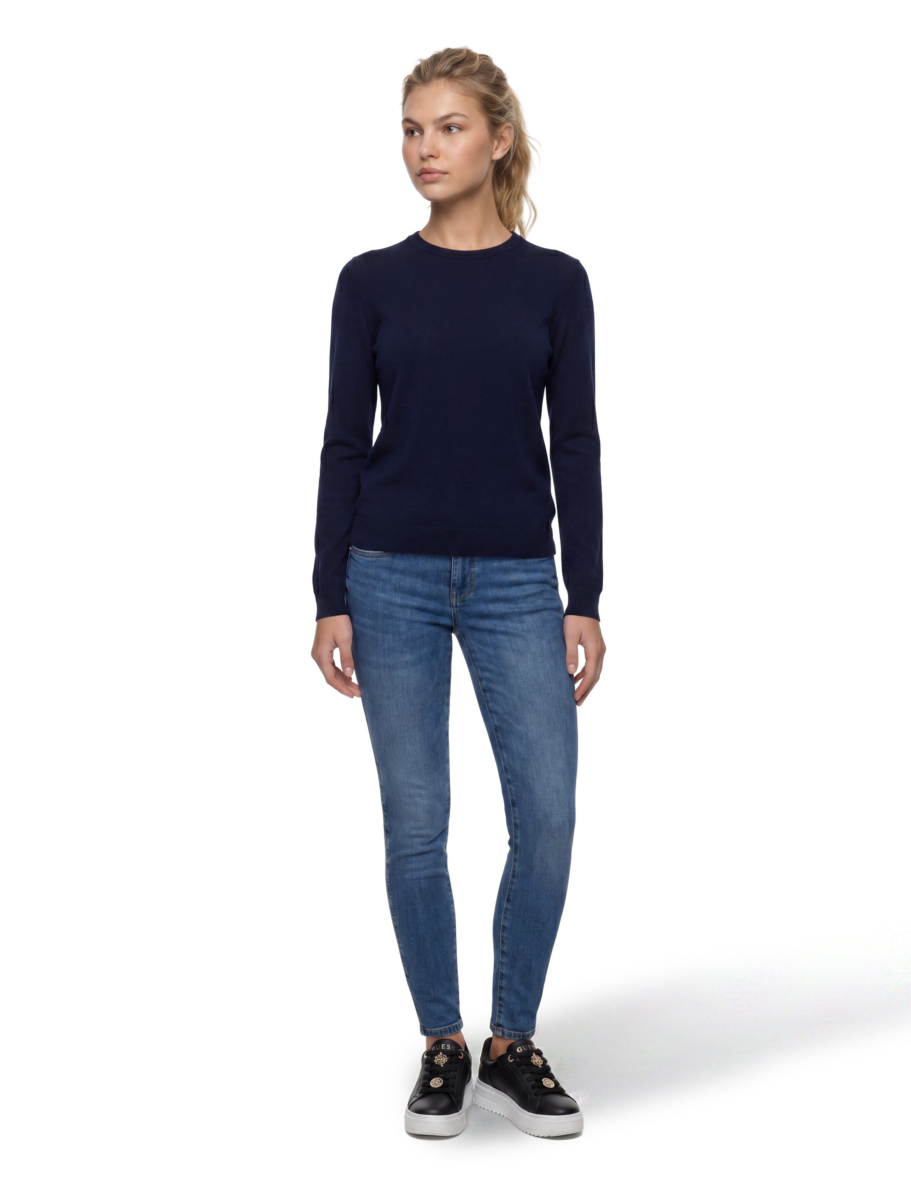 Guess Strickpullover reine Wolle, Regular Fit, Rundhalsausschnitt