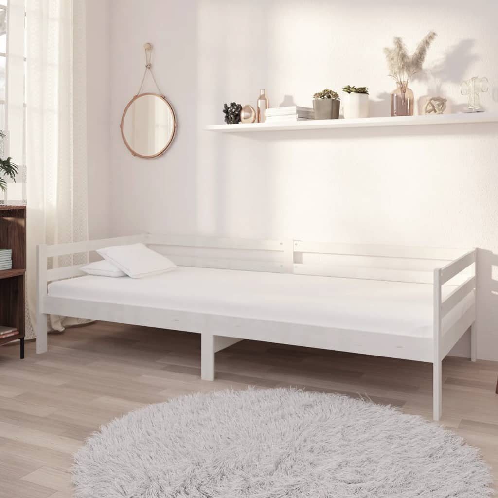 Bett Tagesbett Weiß aus massivem Kiefernholz 204 x 98 x 57 cm