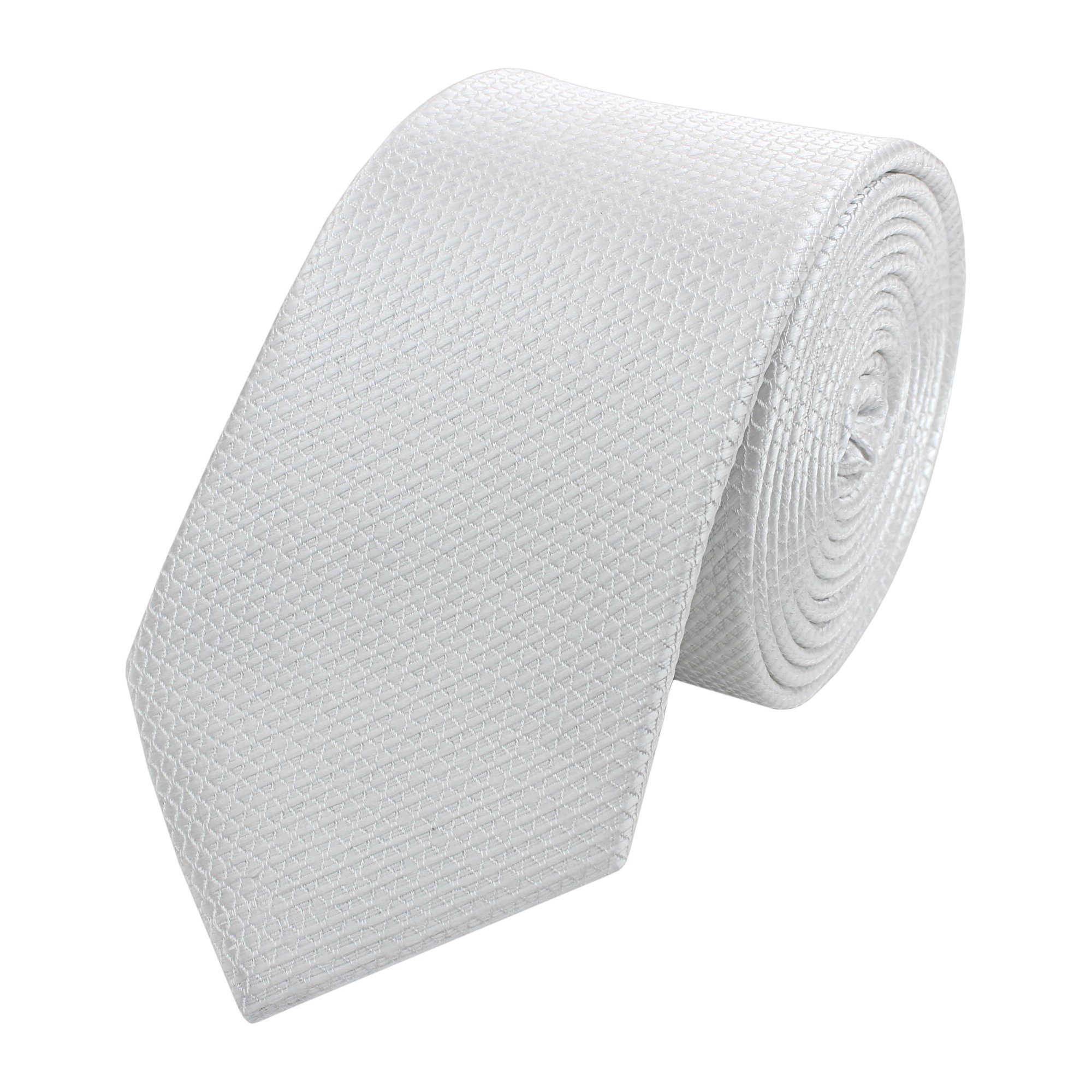 Fabio Farini Krawatte Herren Krawatte Weiß - verschiedene Weiße Männer Schlips in 6cm (Unifarben) Schmal (6cm), Weiß Silber - Silver Dollar