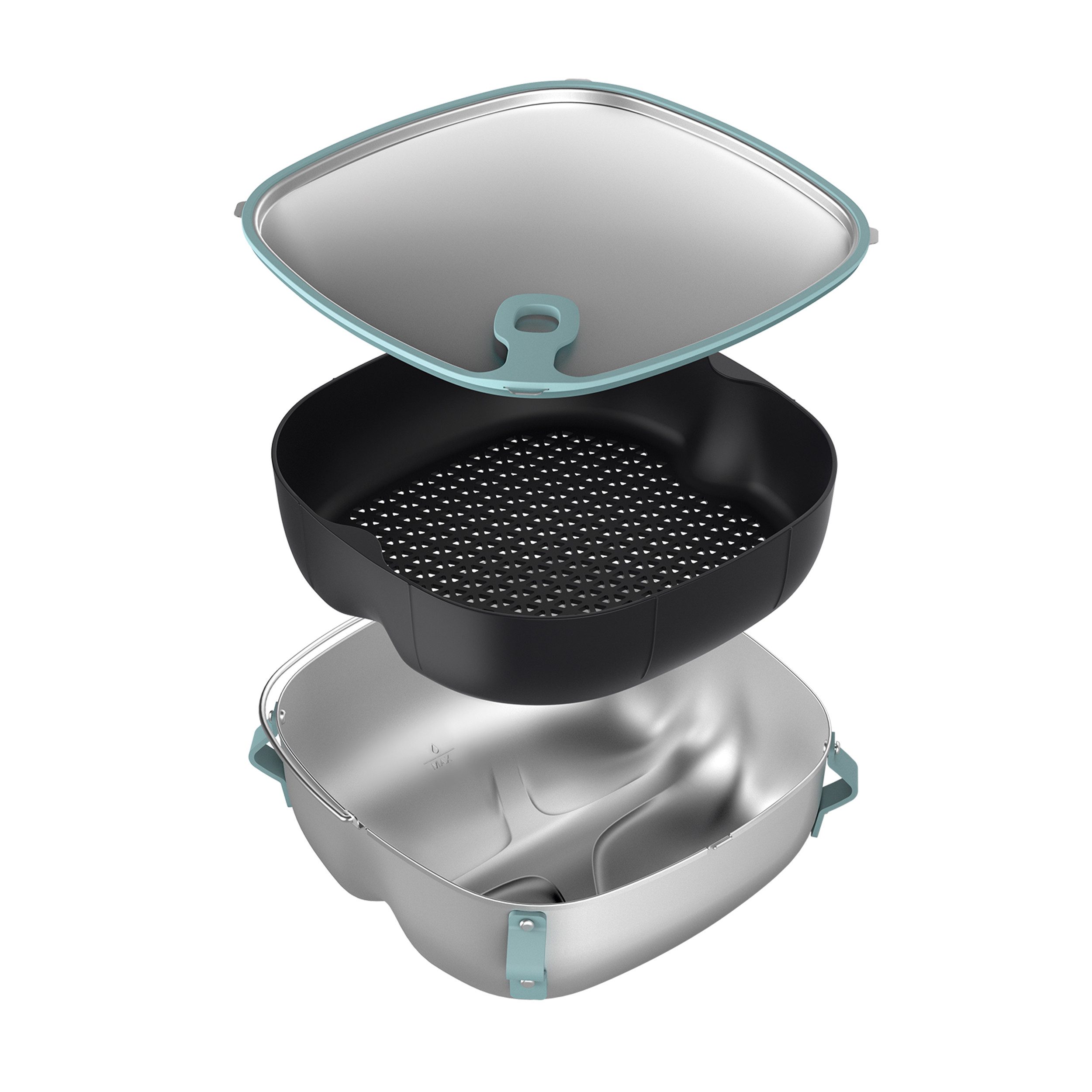 Philips Airfryer-Grillrost HD9960/00, 2-in-1: Wokpfanne und Dampfgareinsatz Airfryer Zubehör, passt zu Airfryer Combi 7000 Series, HD9876, 9880, spülmaschinenfest