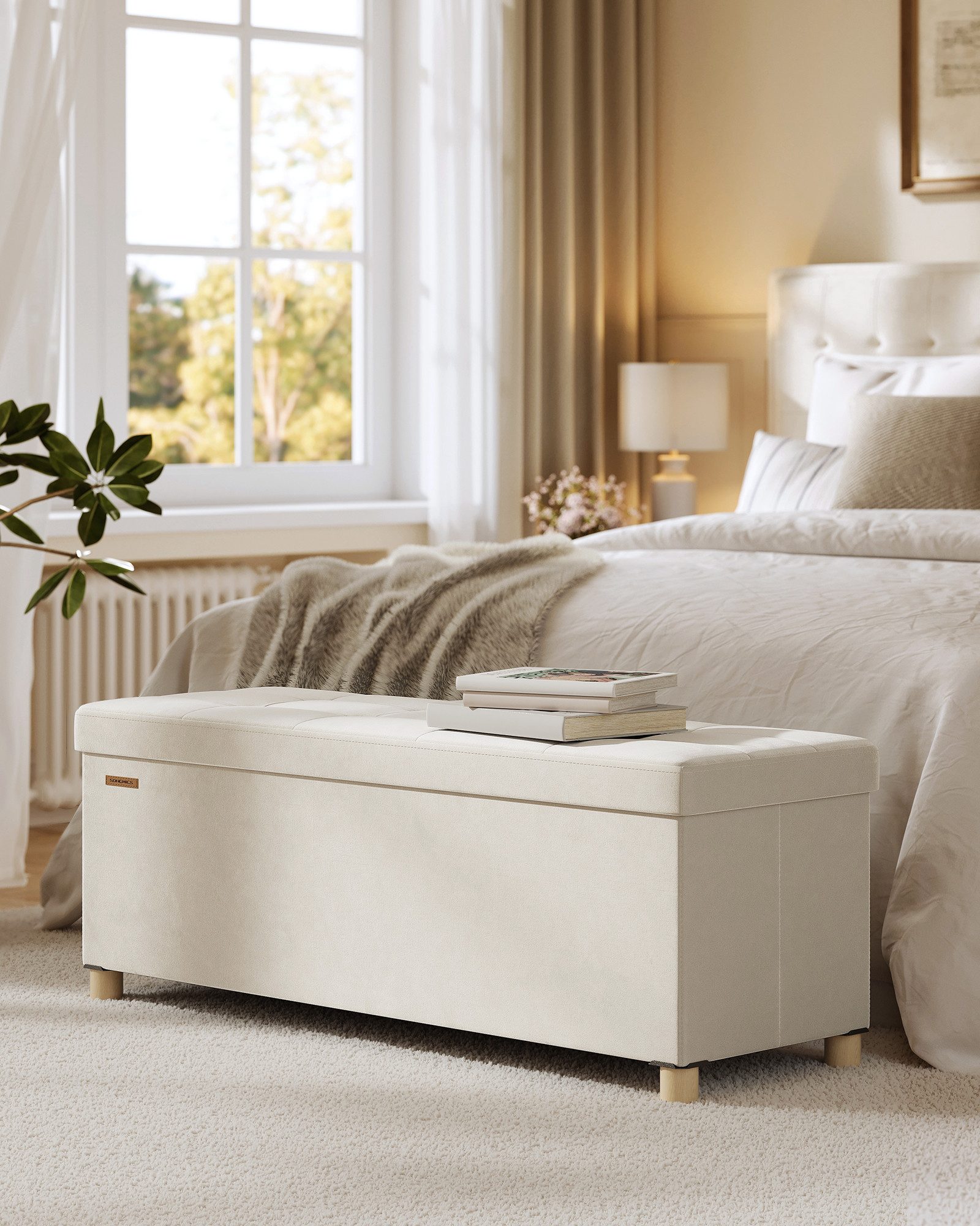 SONGMICS Sitzbank, Sitzbank, Aufbewahrungsbox faltbar, 38 x 110 x 40 cm, Ho günstig online kaufen