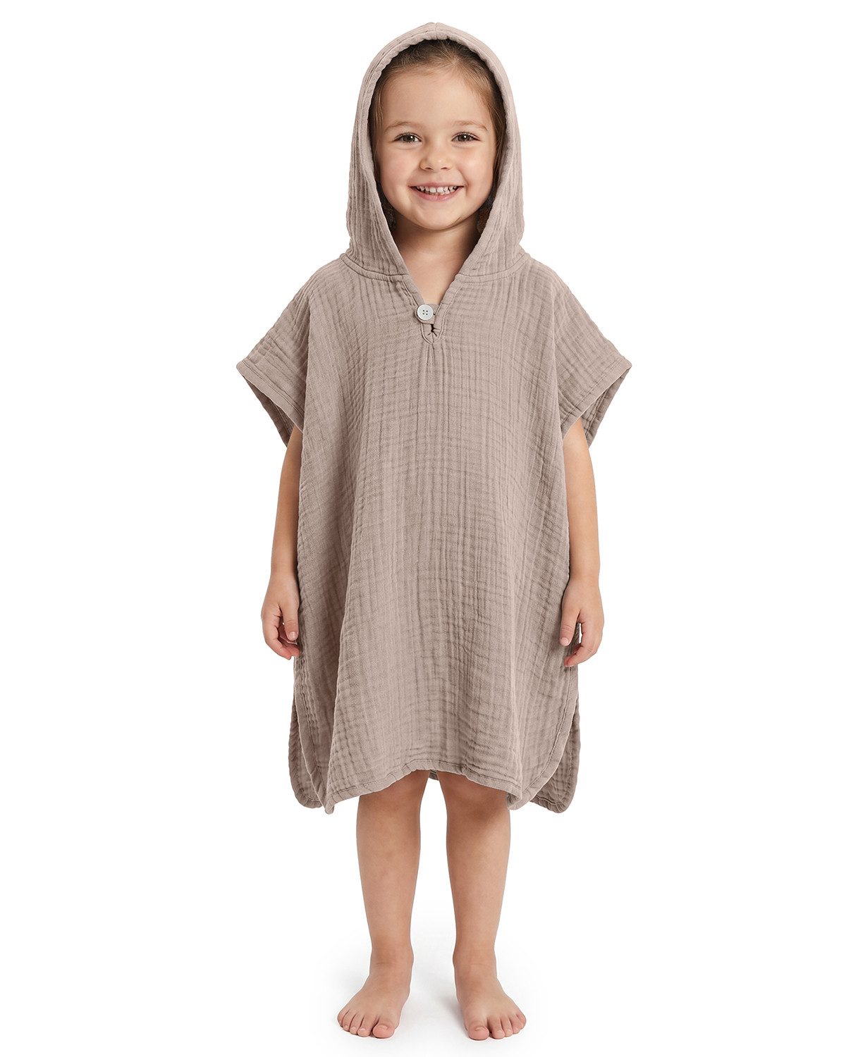 Laynenburg Badeponcho Musselin für Kinder mit Kapuze - Poncho aus 100% Baumwolle, als strandponcho, surf Handtuch poncho für Baby, Mädchen & Jungen