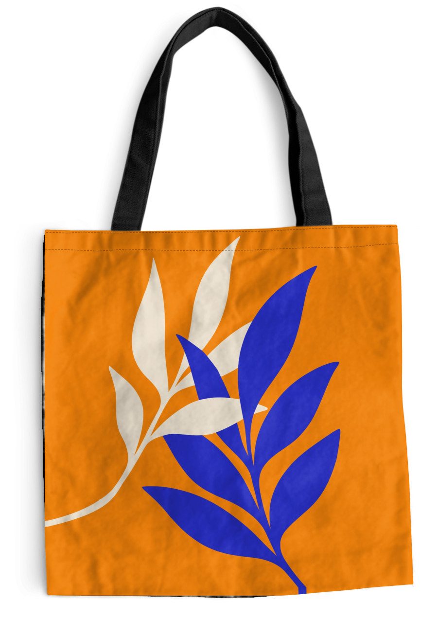 MuchoWow Shopper Äste - Blätter - Minimalistisch - Blau, Handtasche, Damen und Herren, Schultertasche, Umhängetasche, Tote Bag