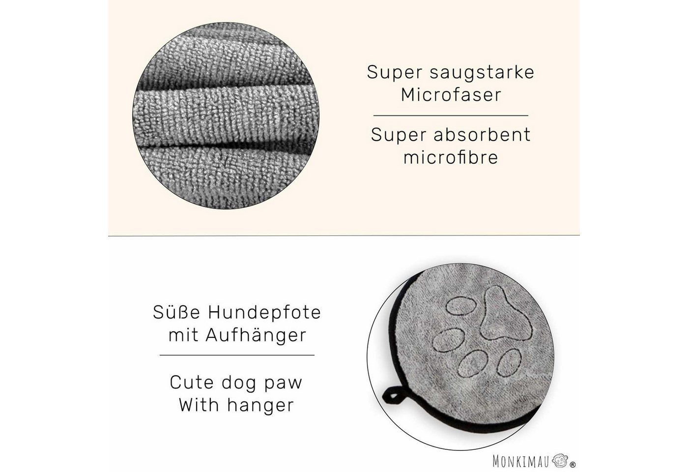 Thumbnail - Monkimau Hundeleine Hundehandtuch, Mikrofaser (Packung)