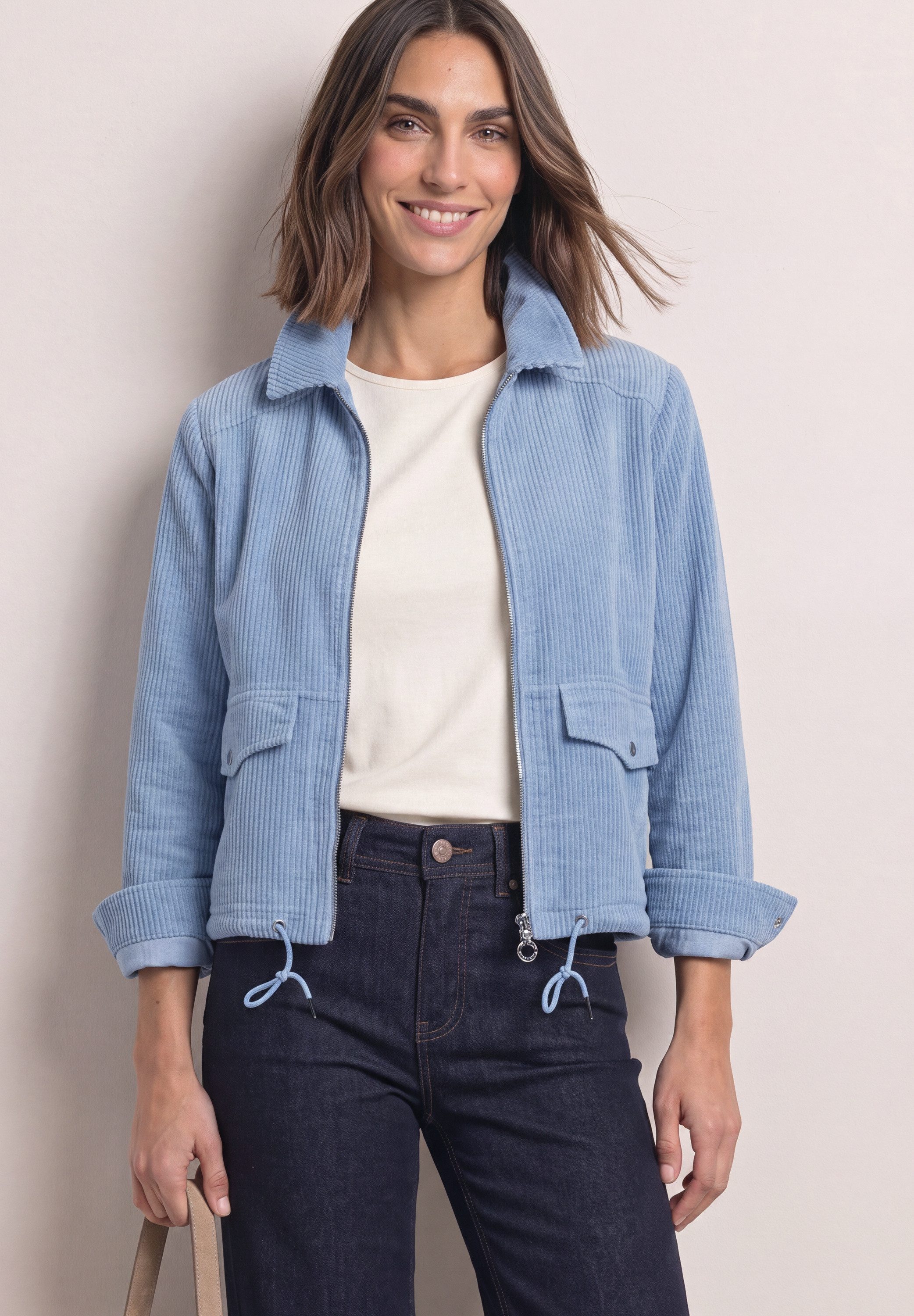STREET ONE Cordjacke Tunnelzug am Saum