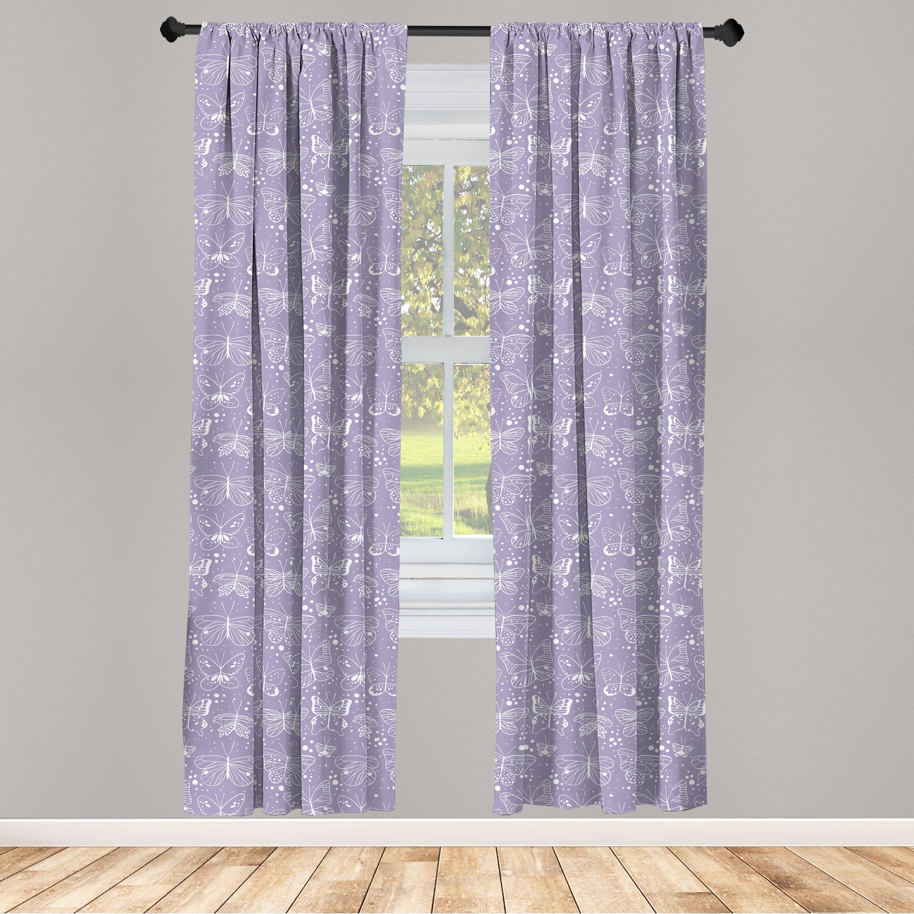 Gardine Vorhang für Wohnzimmer Schlafzimmer Dekor, Abakuhaus, Microfaser, Schmetterling Frühling Thrill Pastell | Fertiggardinen