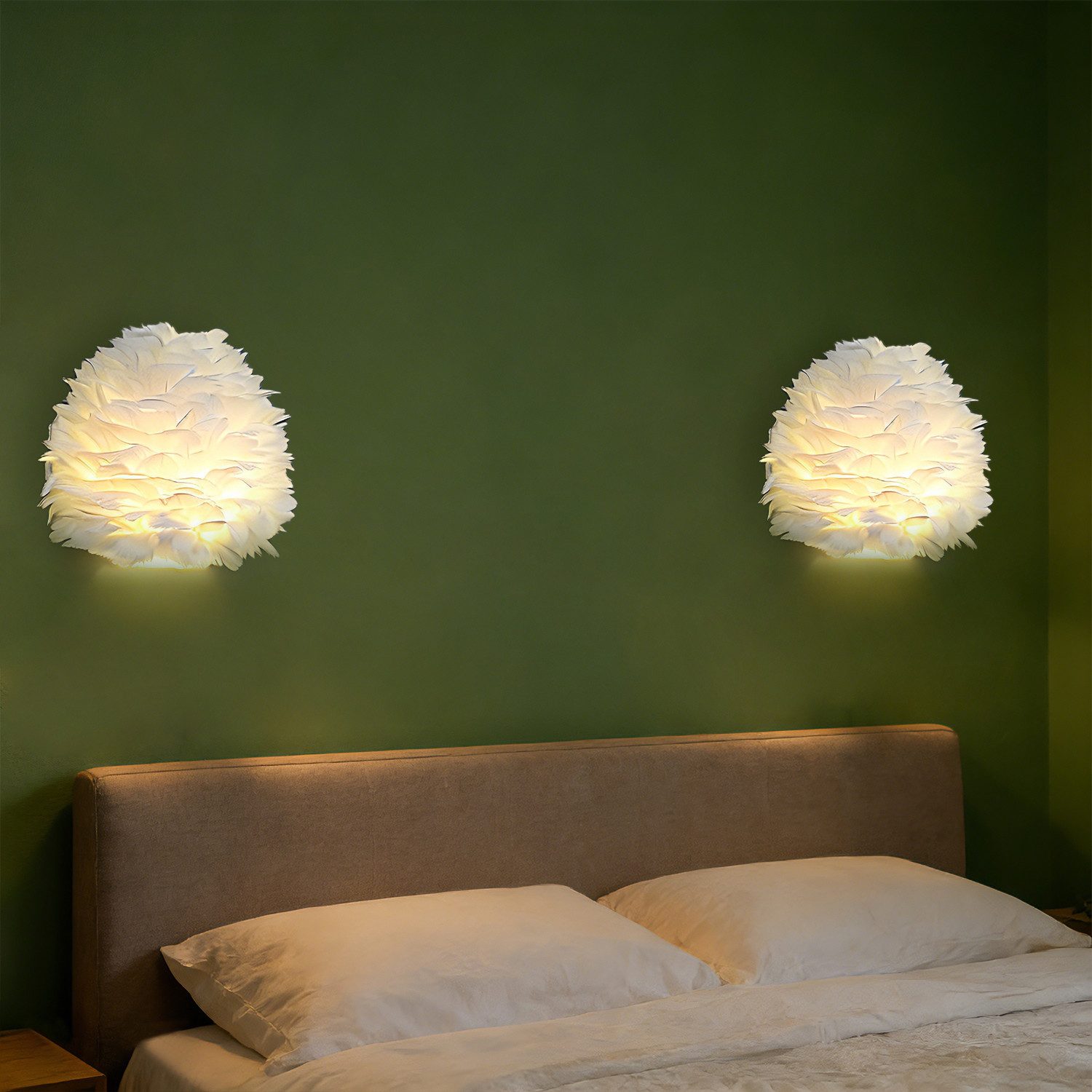 JDONG Wandleuchte 30CM Moderne Kreative Weiße künstliche Feder Wandlampe, E günstig online kaufen