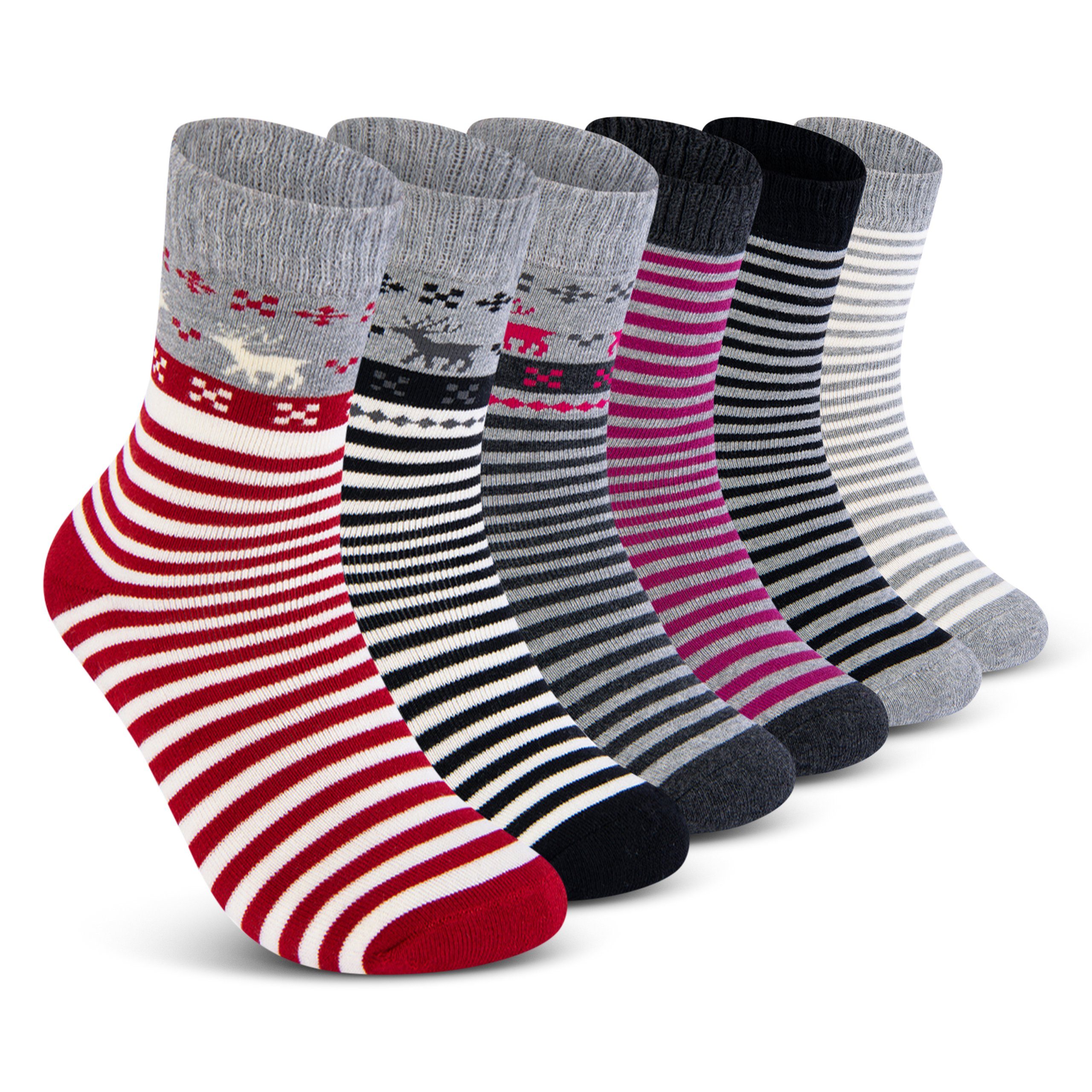 sockenkauf24 Thermosocken 6 oder 12 Paar Damen Wintersocken Damensocken mit Innenfrottee (6-Paar, 39-42) - 38202 WP