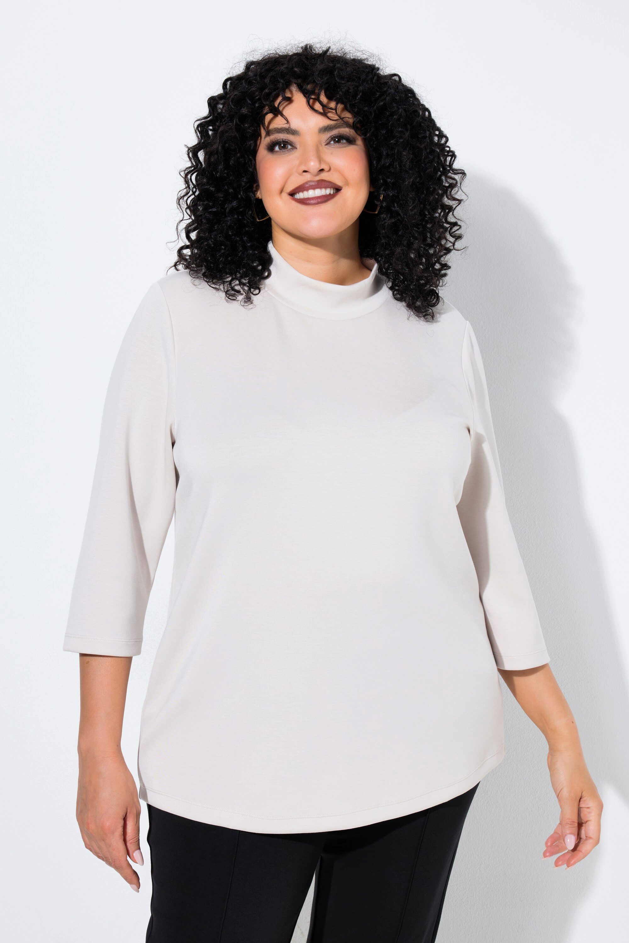 Sweatshirt Sweatshirt Rücken-Zierknöpfe Stehkragen 3/4-Arm