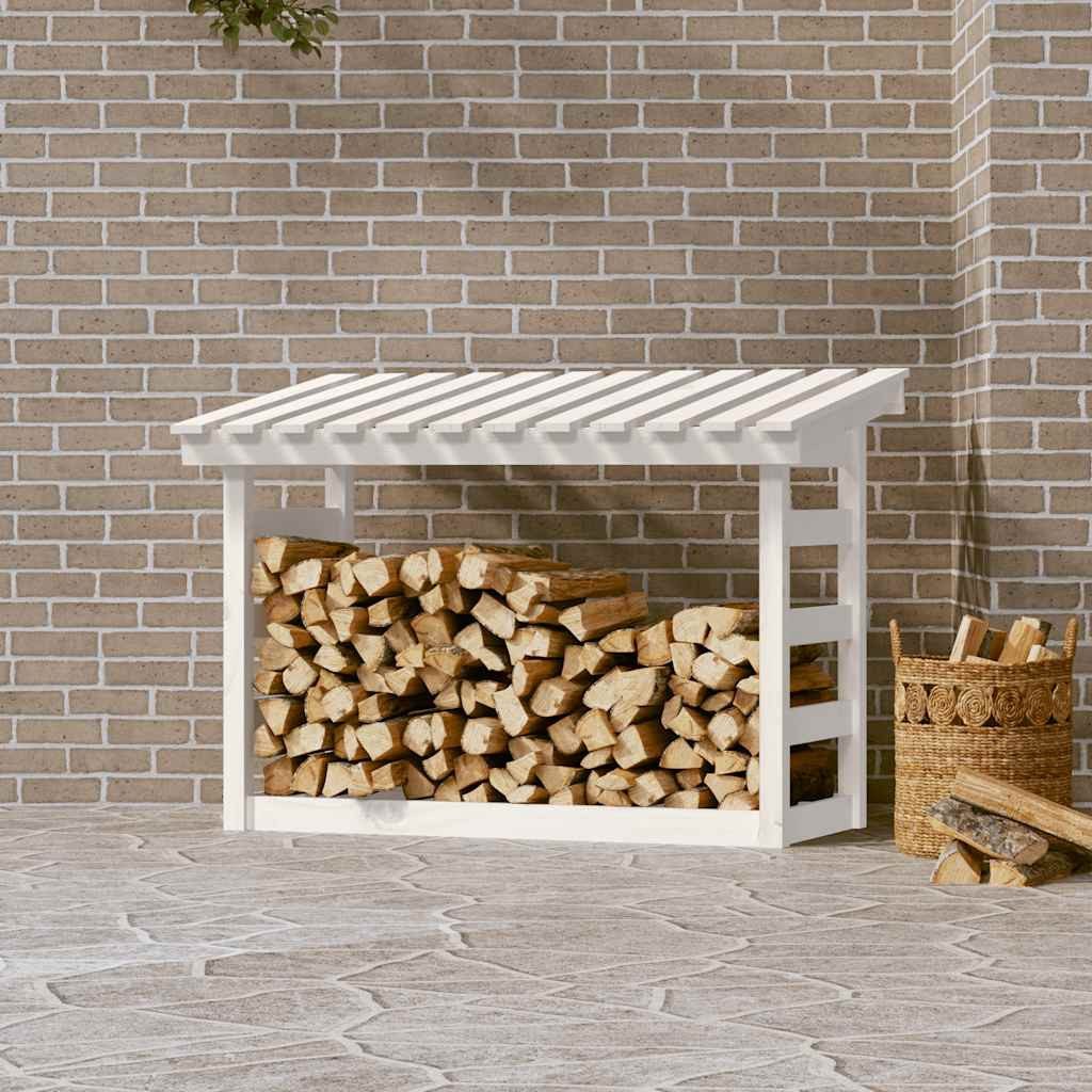 furnicato Kaminholzregal aus massivem Kiefernholz Weiß 108 x 64,5 x 78 cm, (1-St)