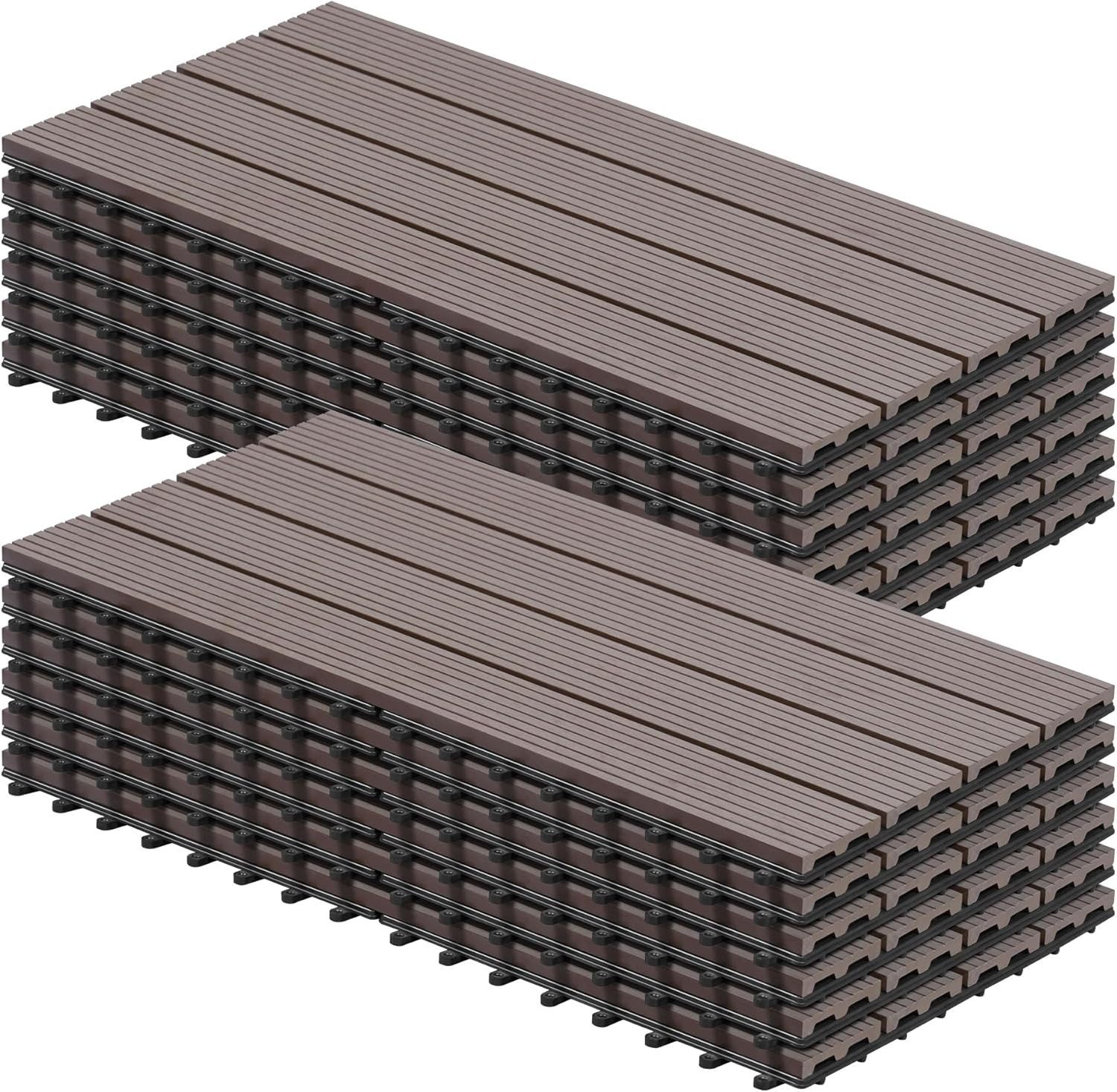 Woltu WPC-Fliesen, 12 St., Terrassendielen Holz-Optik 30x60cm mit klicksystem