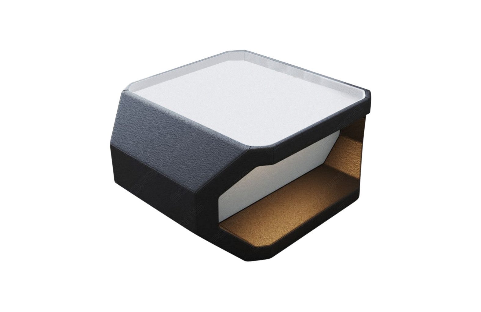 Sofa Dreams Couchtisch Asti (1 Tisch), mit Echt-/Kunstleder Mix Bezug in Schwarz-Weiß mit LED-Beleuchtung