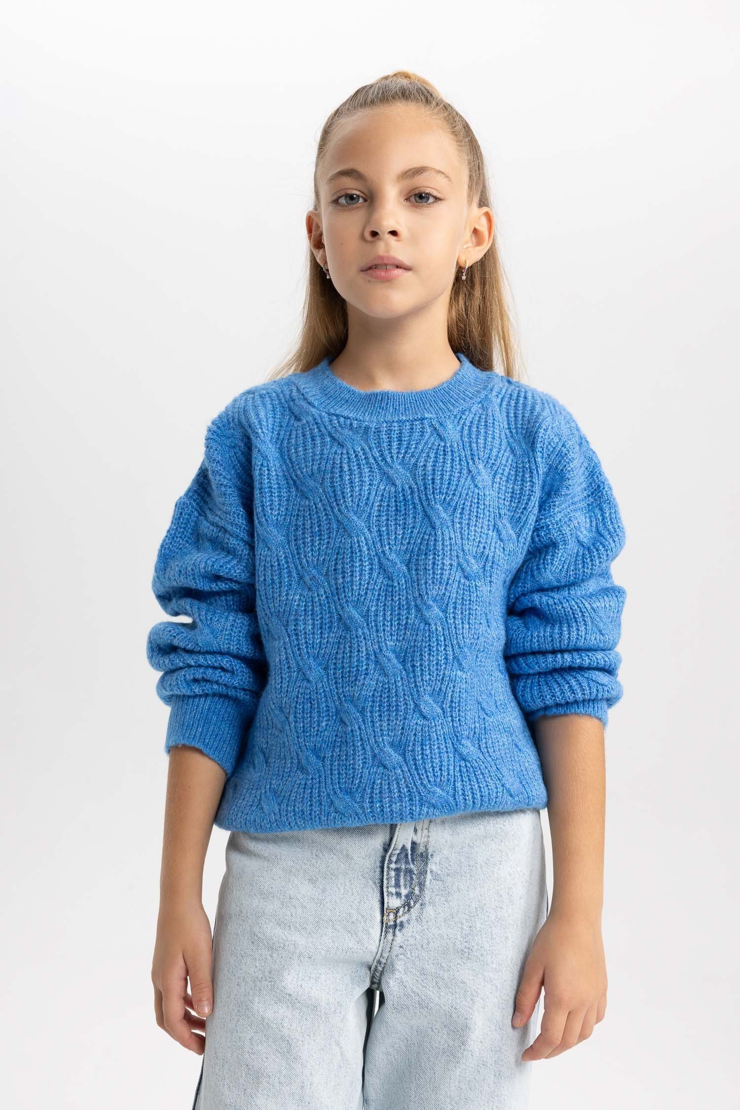 DeFacto Strickpullover Mädchen Strickpullover REGULAR FIT Blau