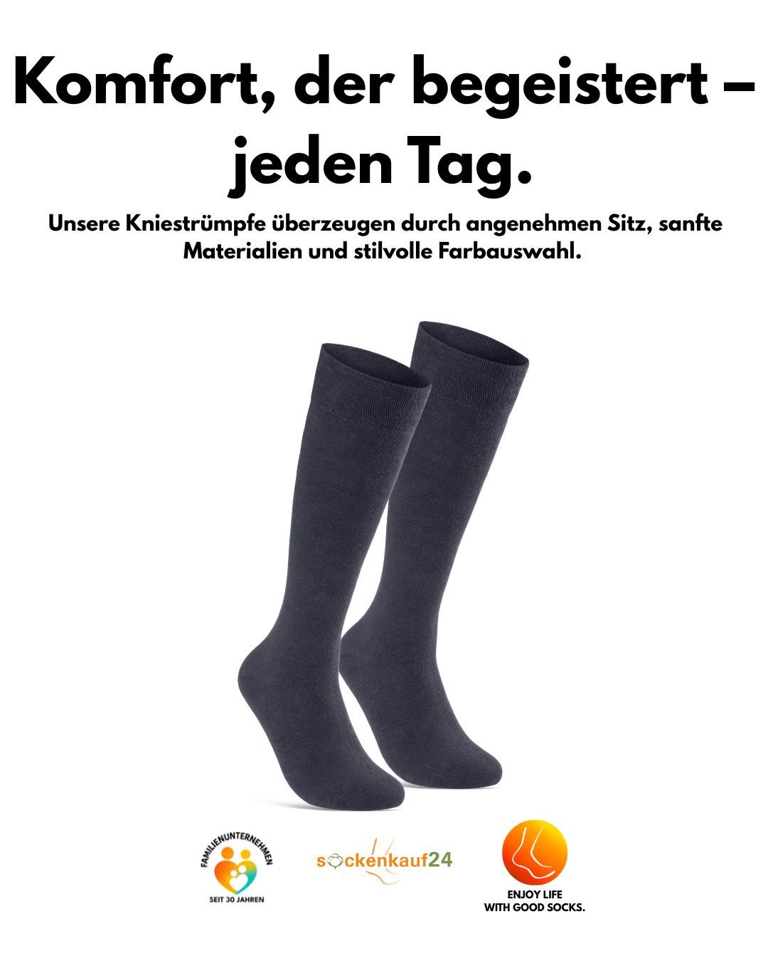 sockenkauf24 Kniestrümpfe Damen & Herren mit Komfortbund ohne Naht aus Baumwolle (Navy, 4-Paar, 35-38)