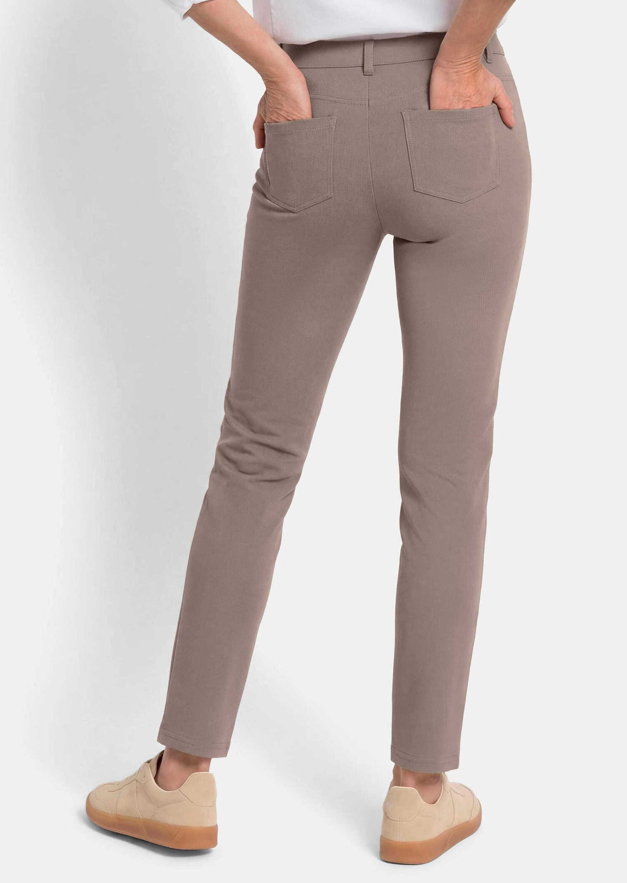 GOLDNER Stretch-Hose Lange Schlupfhose BELLA Businesshose mit Formbund und Zierdetails, Bauchweg, Baumwolle