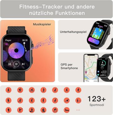 AVUMDA Fur Herren mit Telefonfunktion Fitnessuhr mit IP68 Wasserdicht Smartwatch (2,01 Zoll, Android iOS), mit Blutdruck-,Pulsuhr,Schlafmonitor Schrittzähler,123 Sportmodi Sport