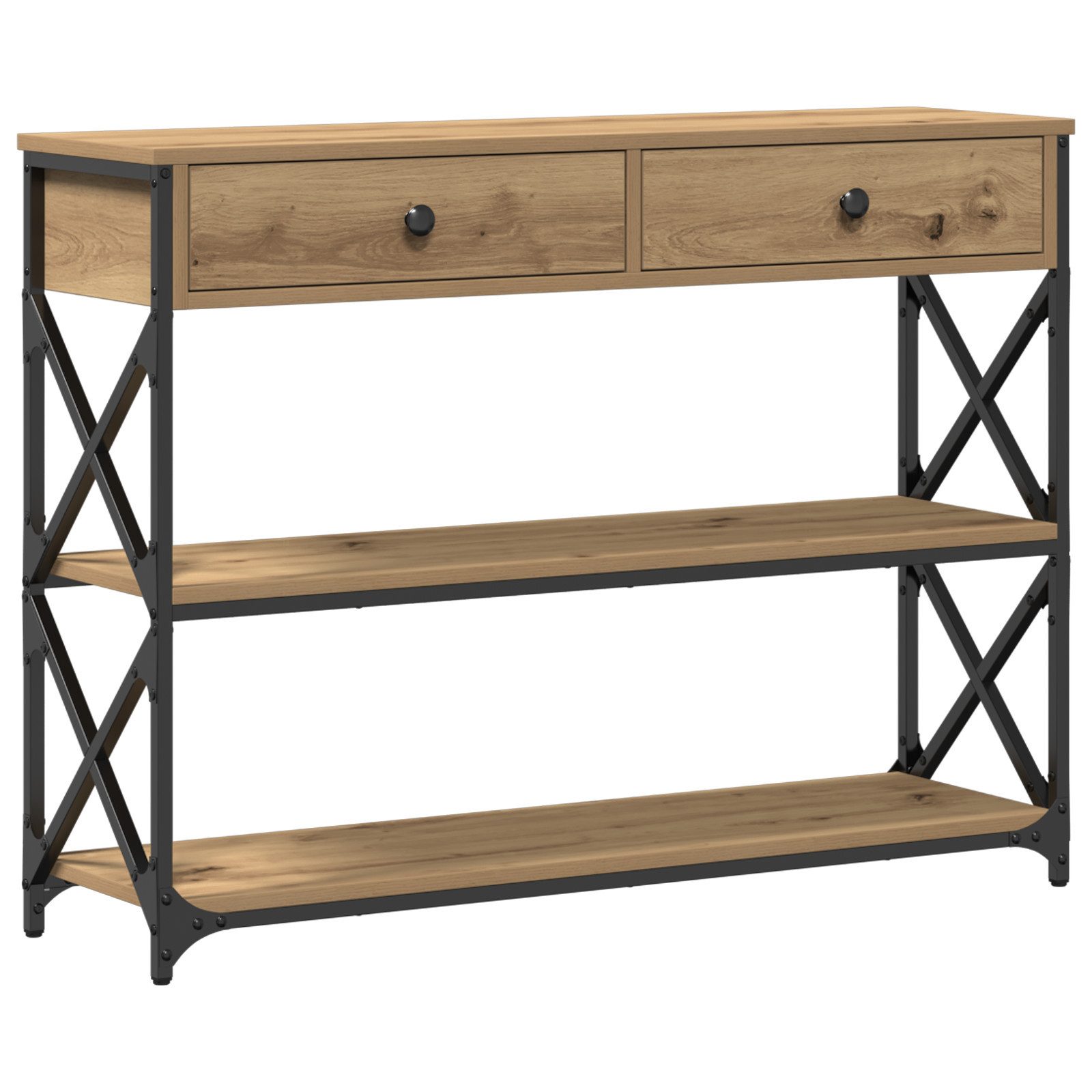 vidaXL Beistelltisch Konsole Tisch mit Schubladen Artisan-Eiche 100 x 28 x 75 cm (1-St)