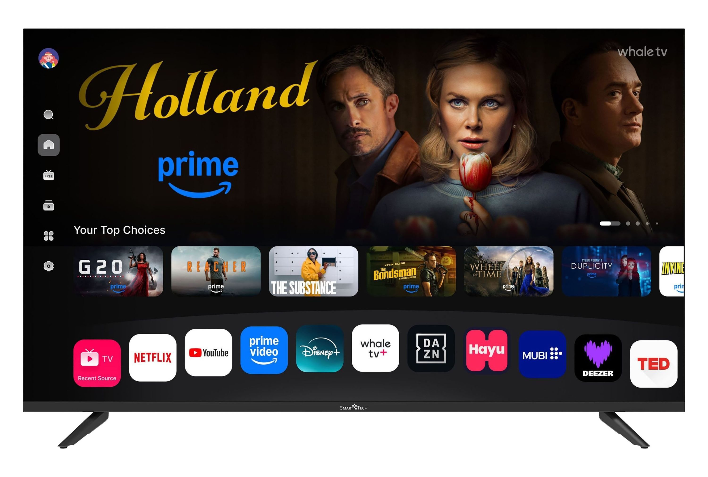 Smart Tech 43QH02V QLED-Fernseher (108 cm/43 Zoll, 4K Ultra HD, Whale TV, Whale Smart TV, HDR, Bluetooth, Triple-Tuner)