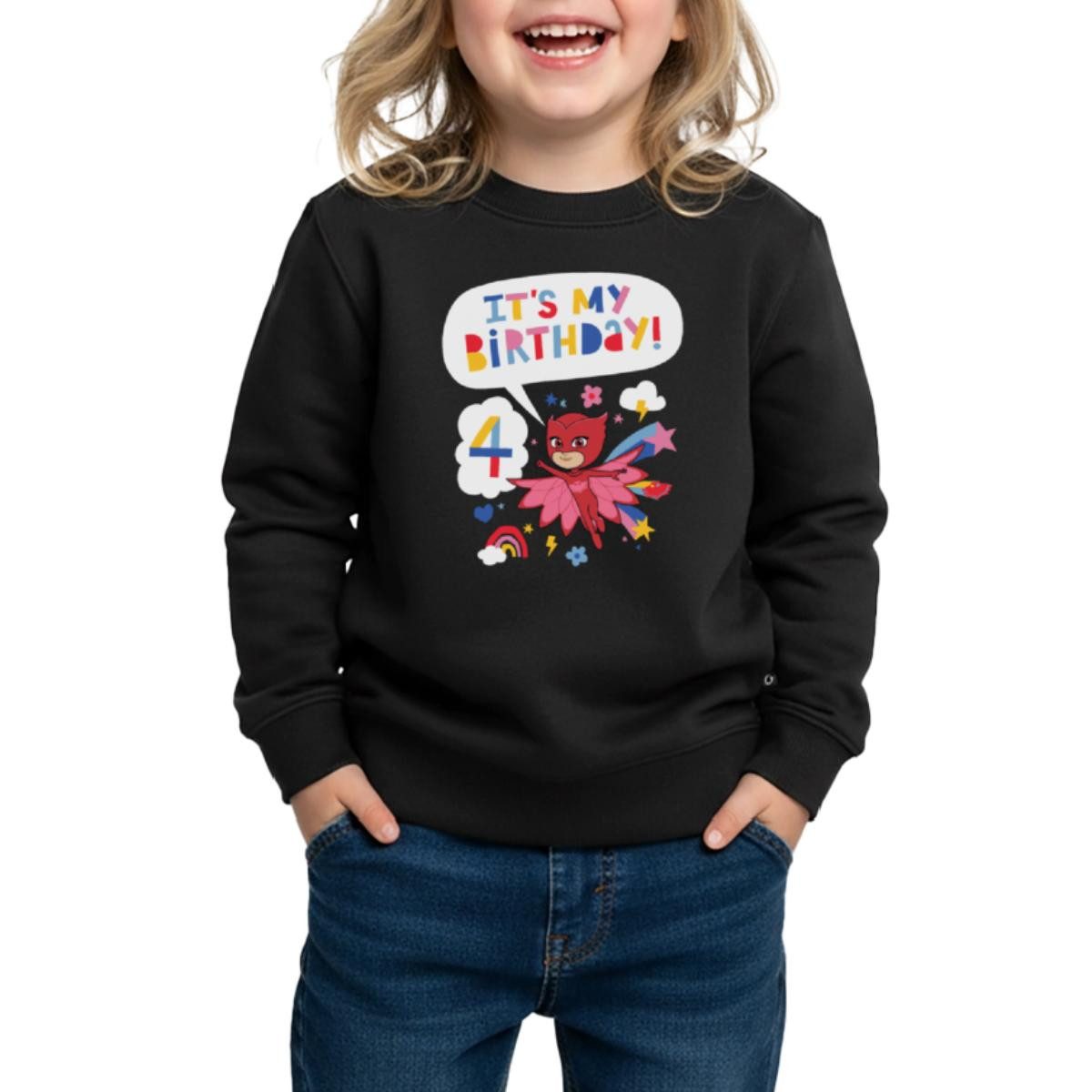 Spreadshirt Sweatshirt PJ Masks Eulette Geburtstags Design 4. Geburtstag Kinder Premium Pullo (1-tlg)